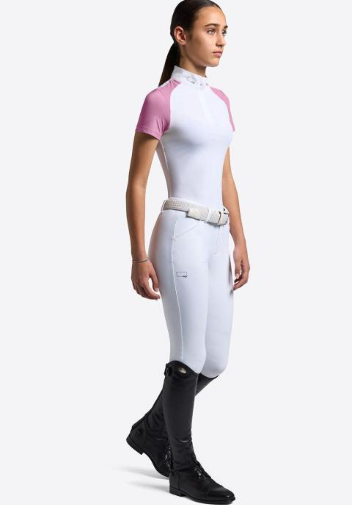 RG Short Sleeve Micro Perforated Jersey Inserts Competition Zip Shirt for Girls