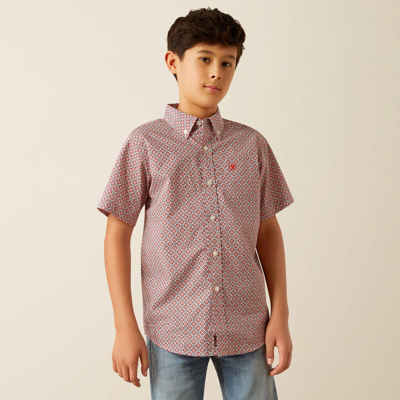 Ariat Boys Welch Short Sleeve Shirt Red M