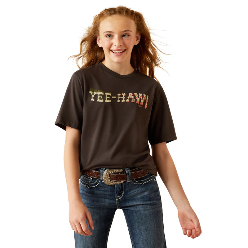 Ariat Girls Yee Haw Twist Short Sleeve T Shirt