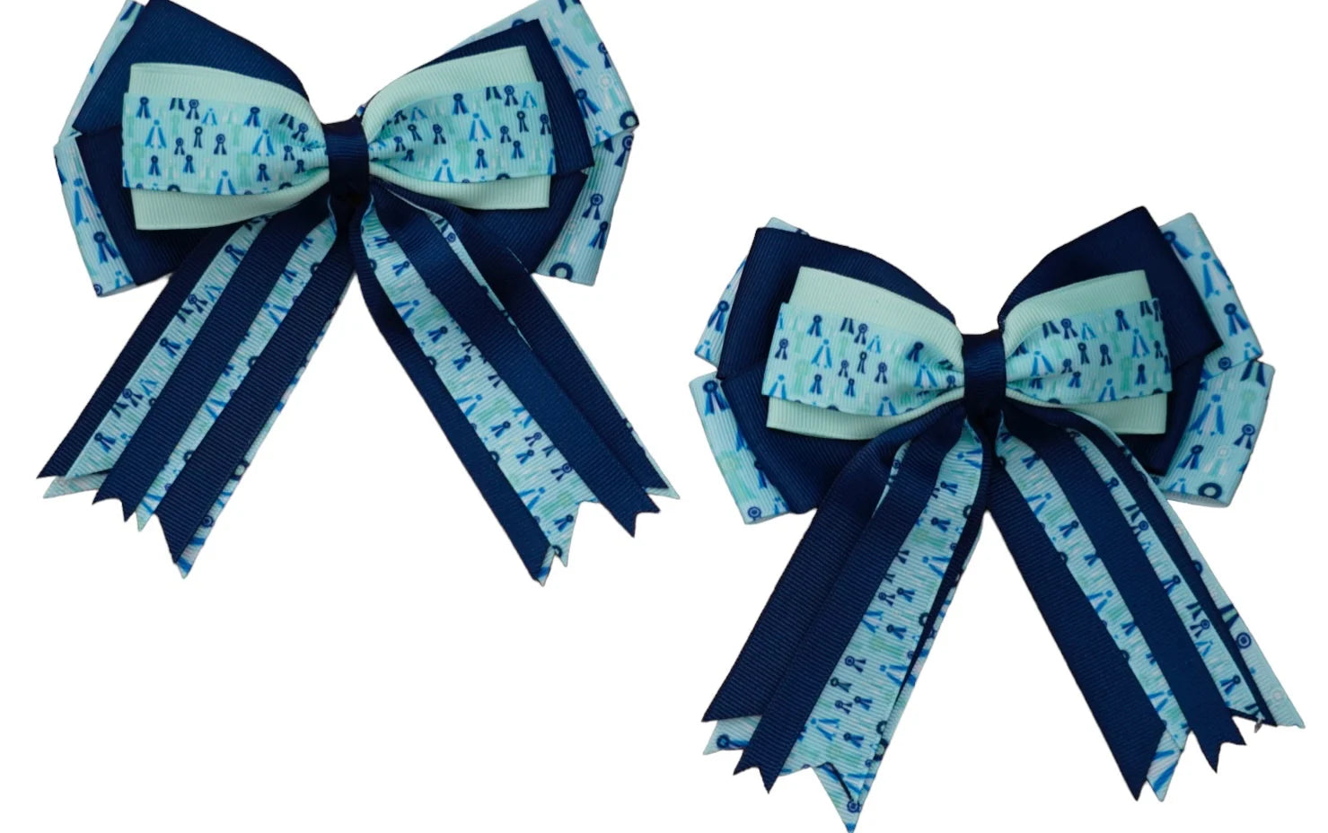 Kathryn Lily Equestrian Show Bows - Blue Winning Ribbons