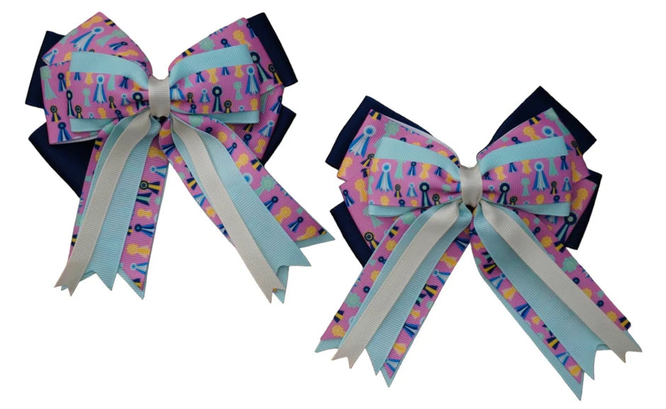 Kathryn Lily Equestrian Show Bows - Pink Winning Ribbons
