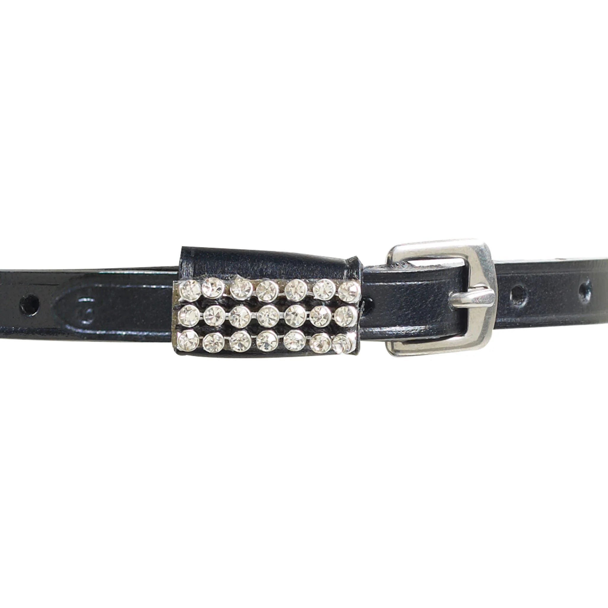 Ovation Leather Spur Straps With Jewels Diamond/Silver 18"