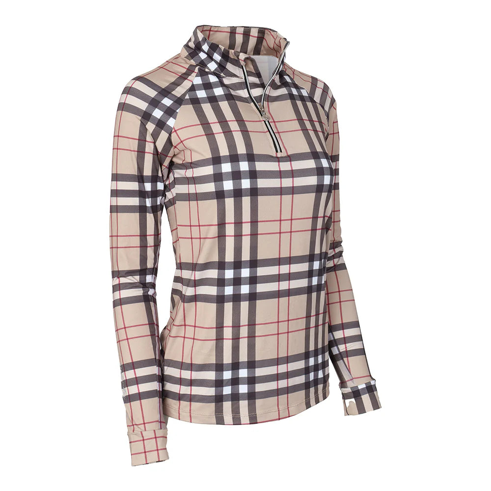 Dapplebay Holiday Plaid Ladies 1/4 Zip Riding Top