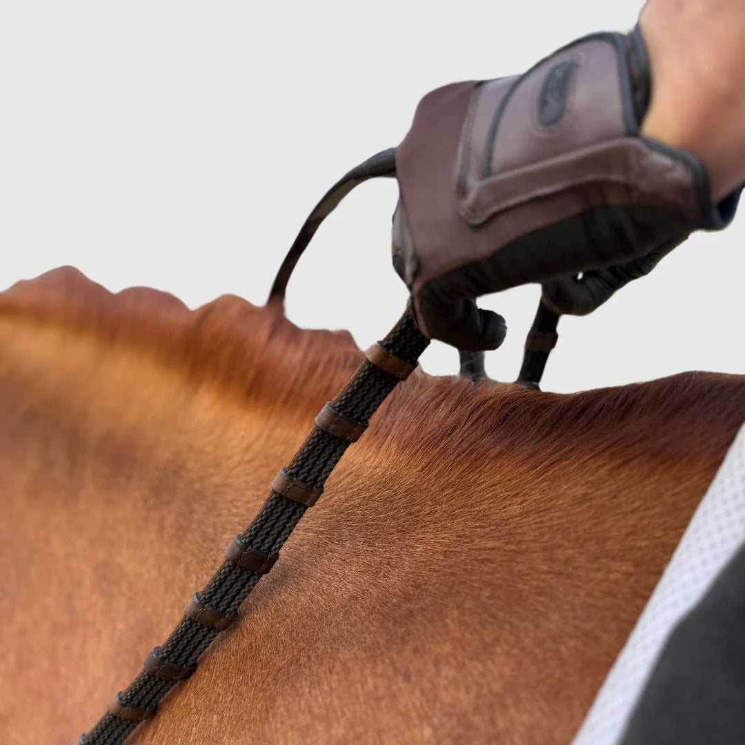 Correct Connect Sure Grip Rubber Rein 1" Hand Stop - Brown