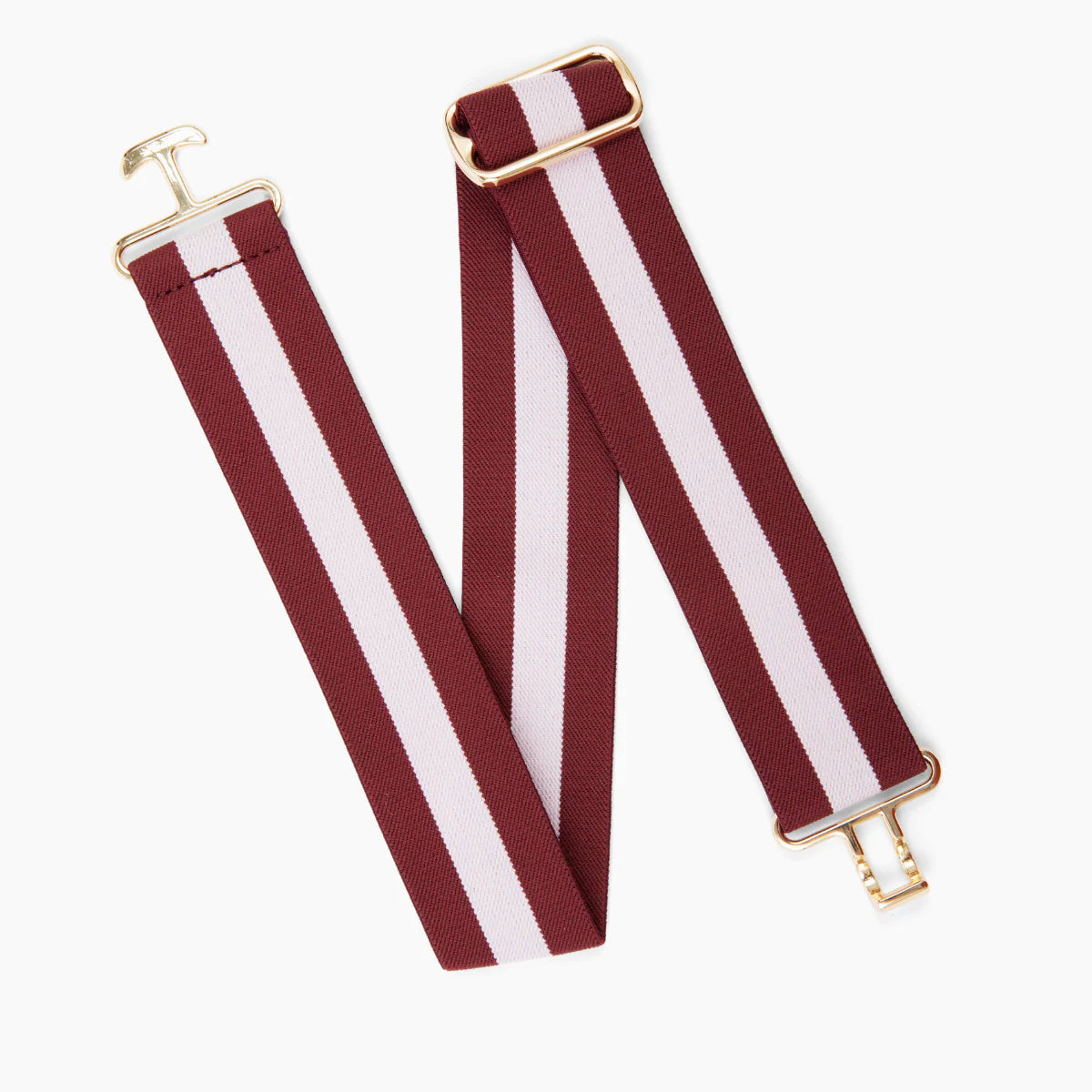 Kastel Burgundy And Blush Striped Stretch Belt