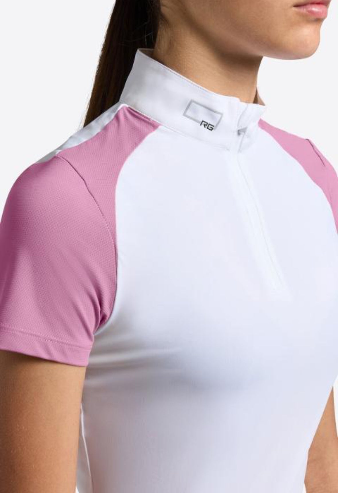 RG Short Sleeve Micro Perforated Jersey Inserts Competition Zip Shirt for Girls