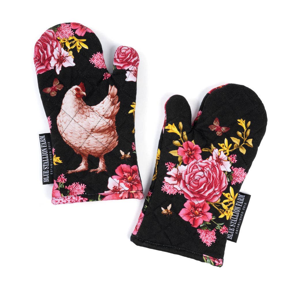 Floral Bouquet Cotton Oven Mitts Full Pair