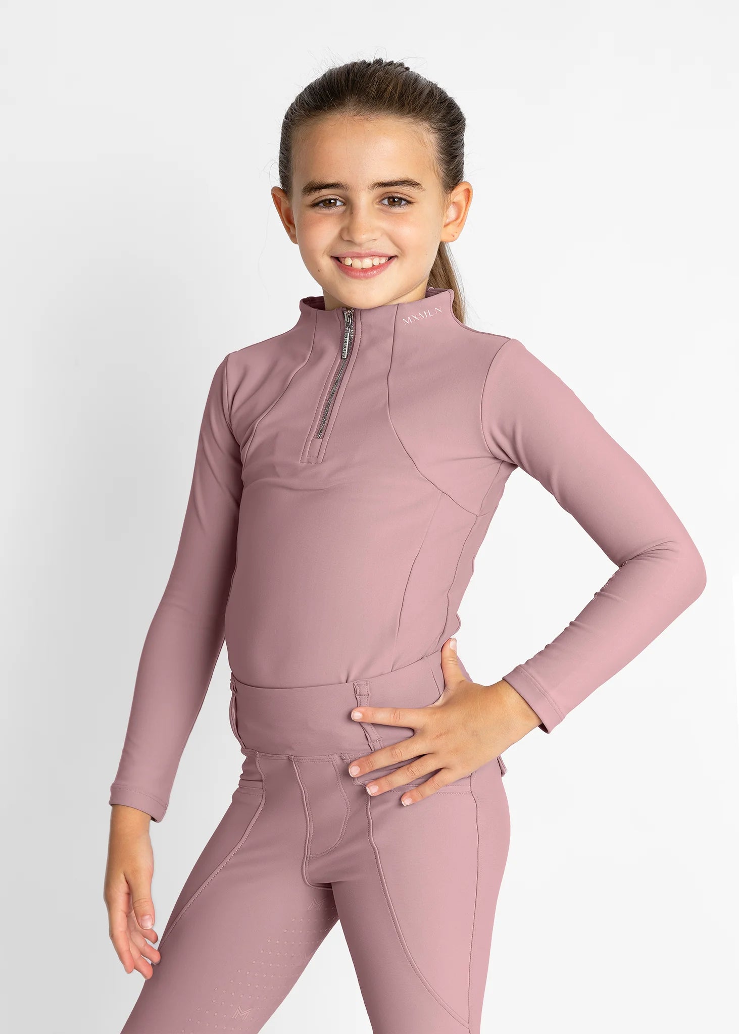 Maximilian Equestrian Young Rider Long Sleeve Base Layer Rose Taupe