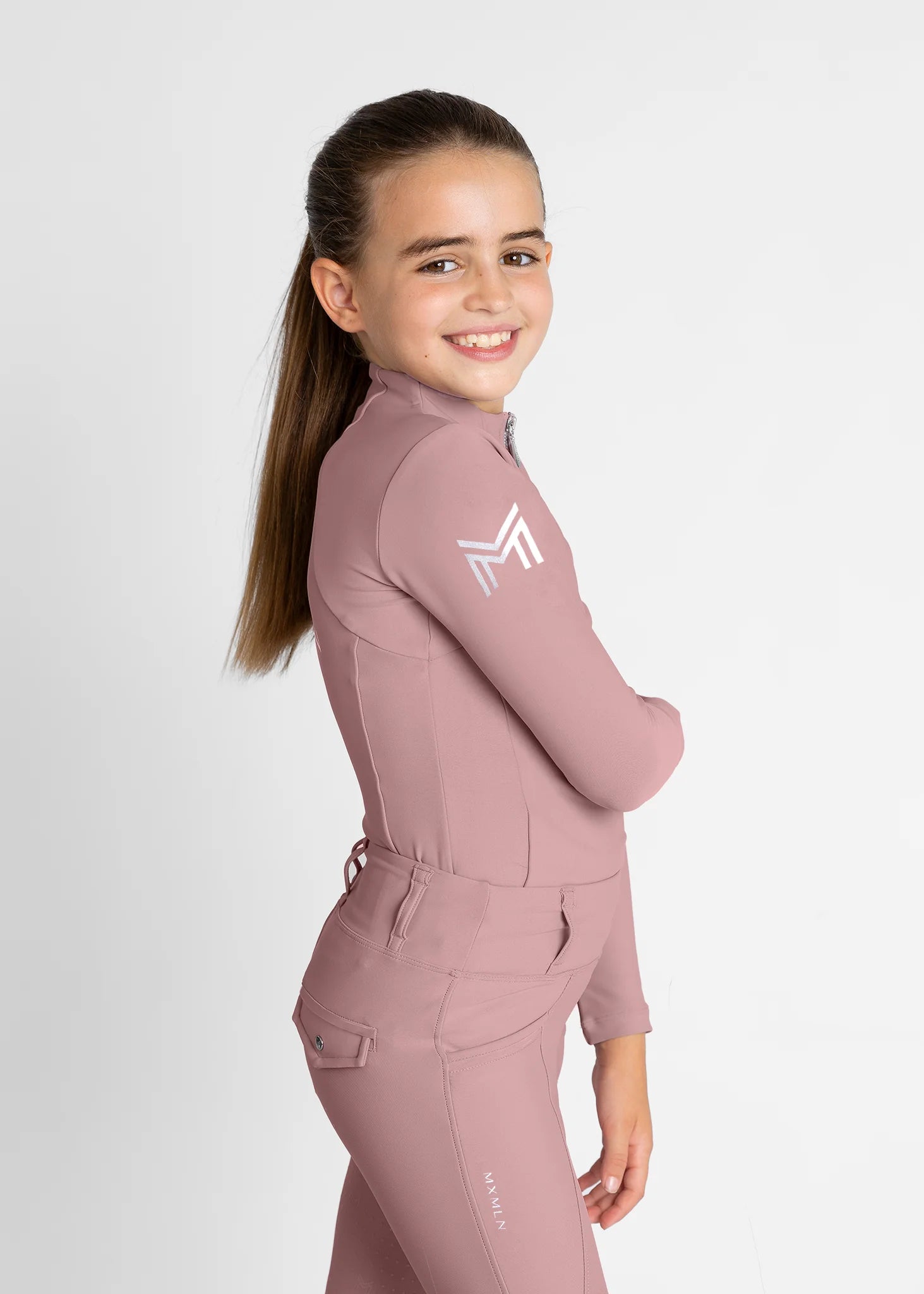 Maximilian Equestrian Young Rider Long Sleeve Base Layer Rose Taupe