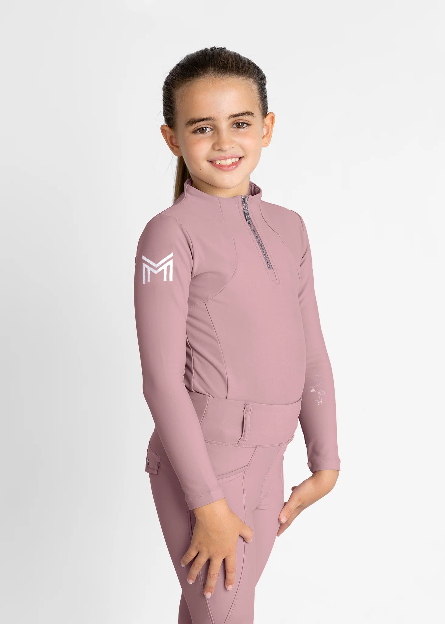 Maximilian Equestrian Young Rider Long Sleeve Base Layer Rose Taupe