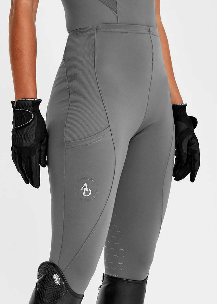 Aztec Diamond Icon Riding Leggings Charcoal knee patch