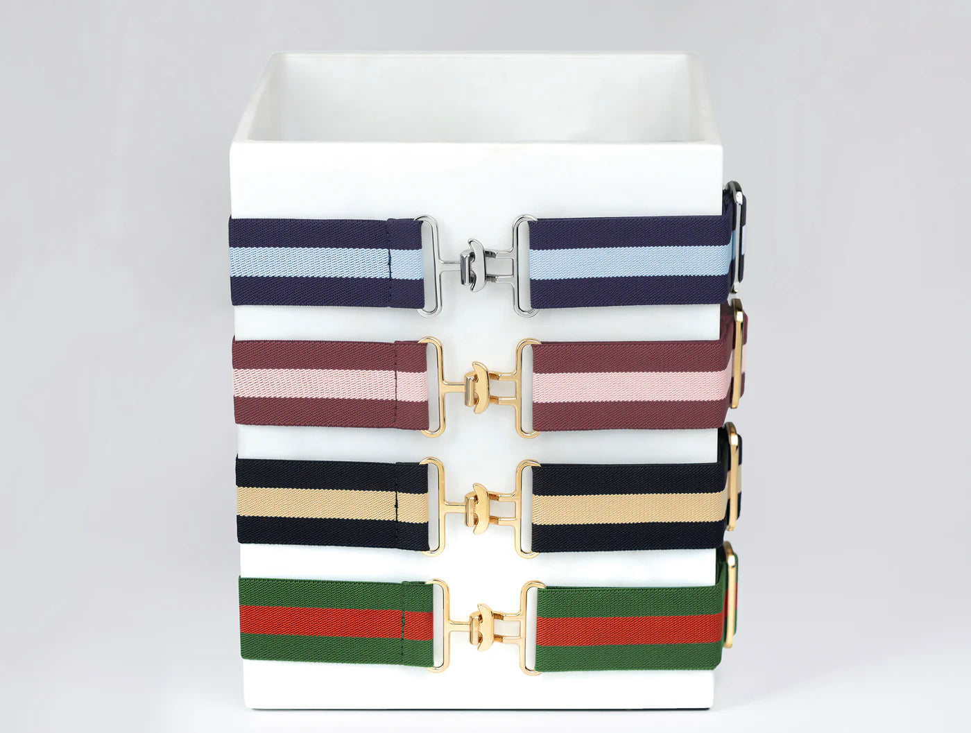 Kastel Burgundy And Blush Striped Stretch Belt