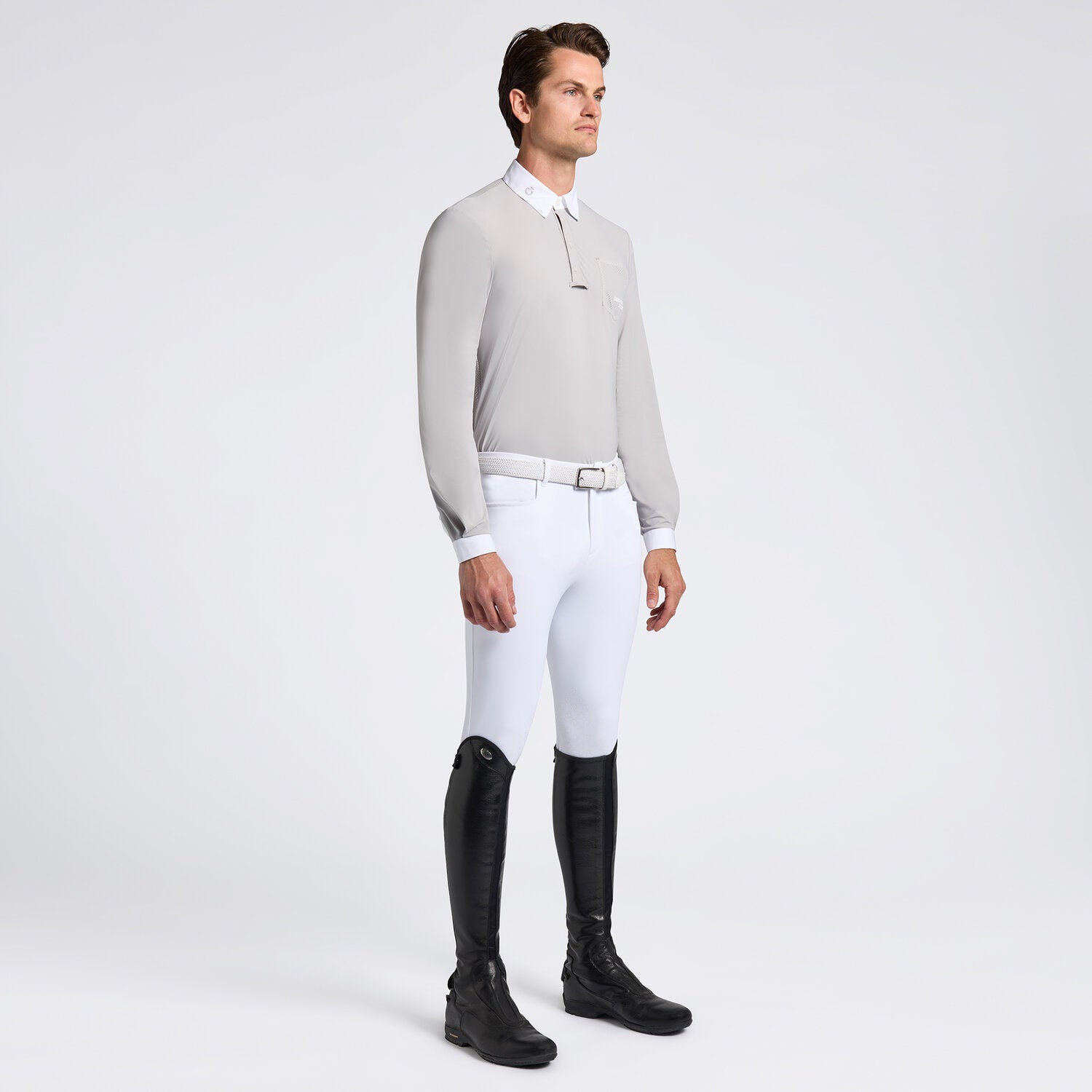 CT Mens Jersey LS Competition Shirt w Perforated Pocket Grey 39