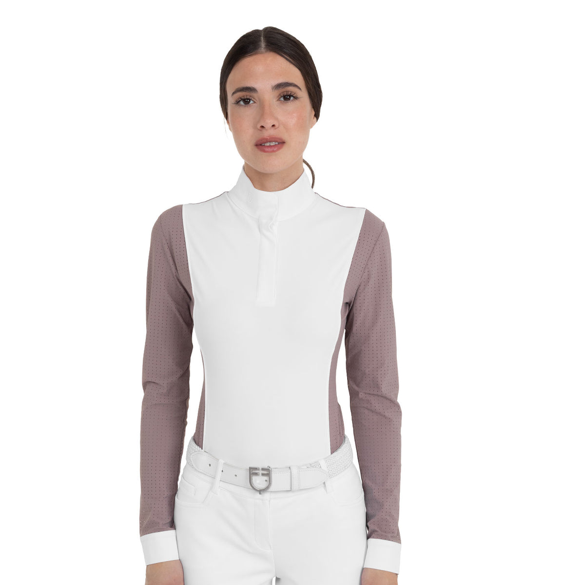 Equestro Women's Hunter Long Sleeve Competition Polo Shirt - Antler