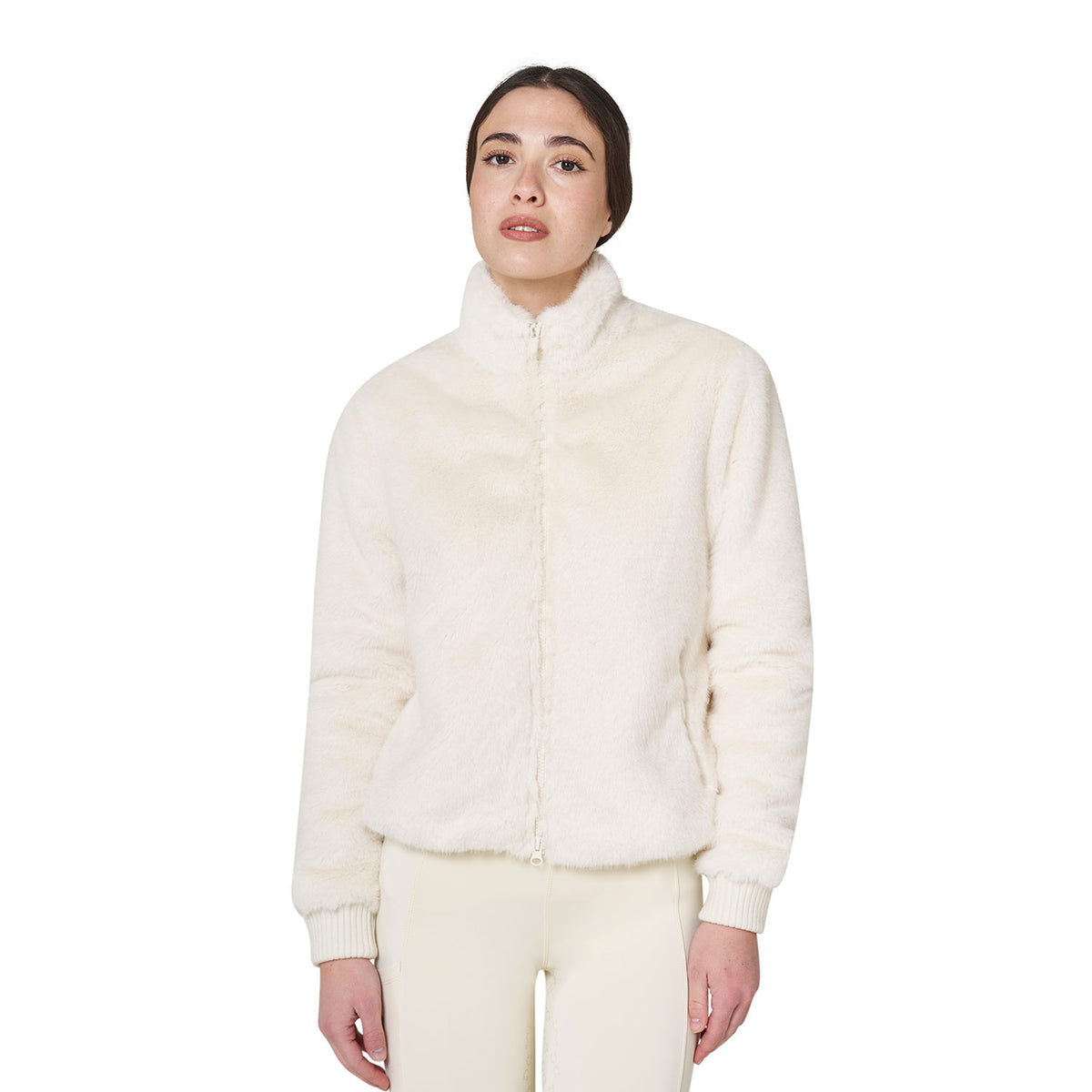 Equestro Women's EcoFur Jacket - Antique White
