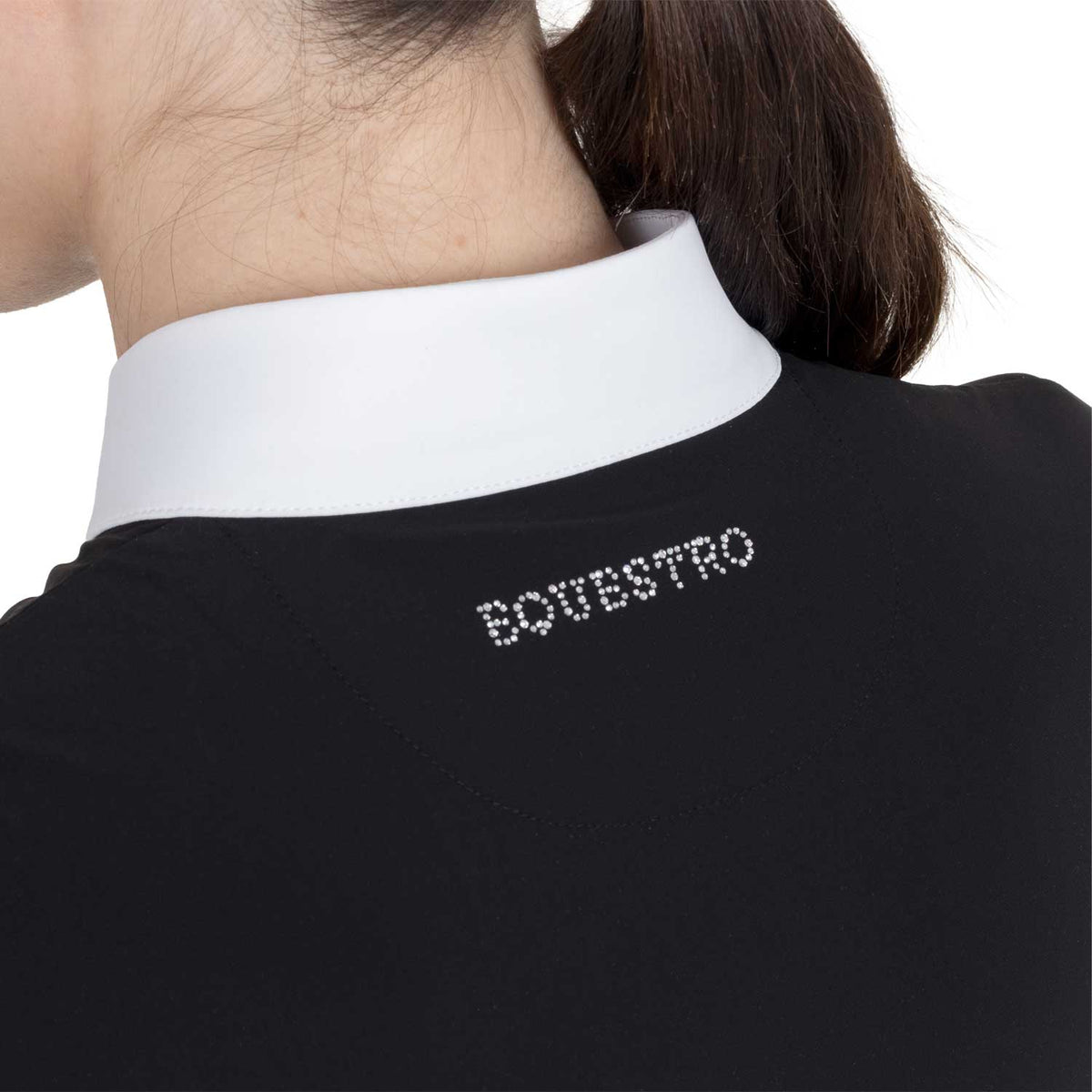 Equestro Women's Stones Tape Competition Short Sleeve Polo Shirt - Black