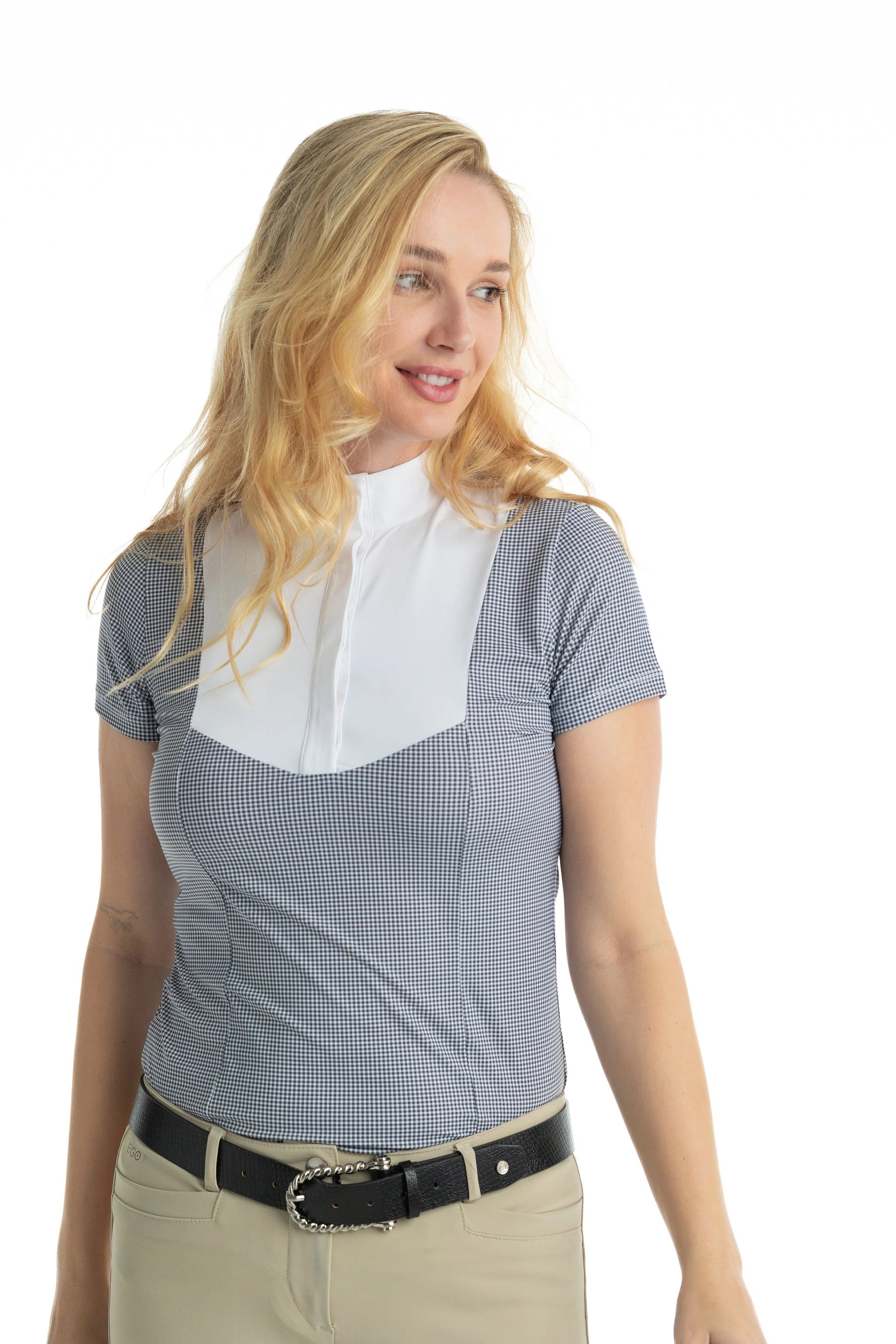 Hannah Childs Lauryn Short Sleeve Show Shirt Black Mini Gingham