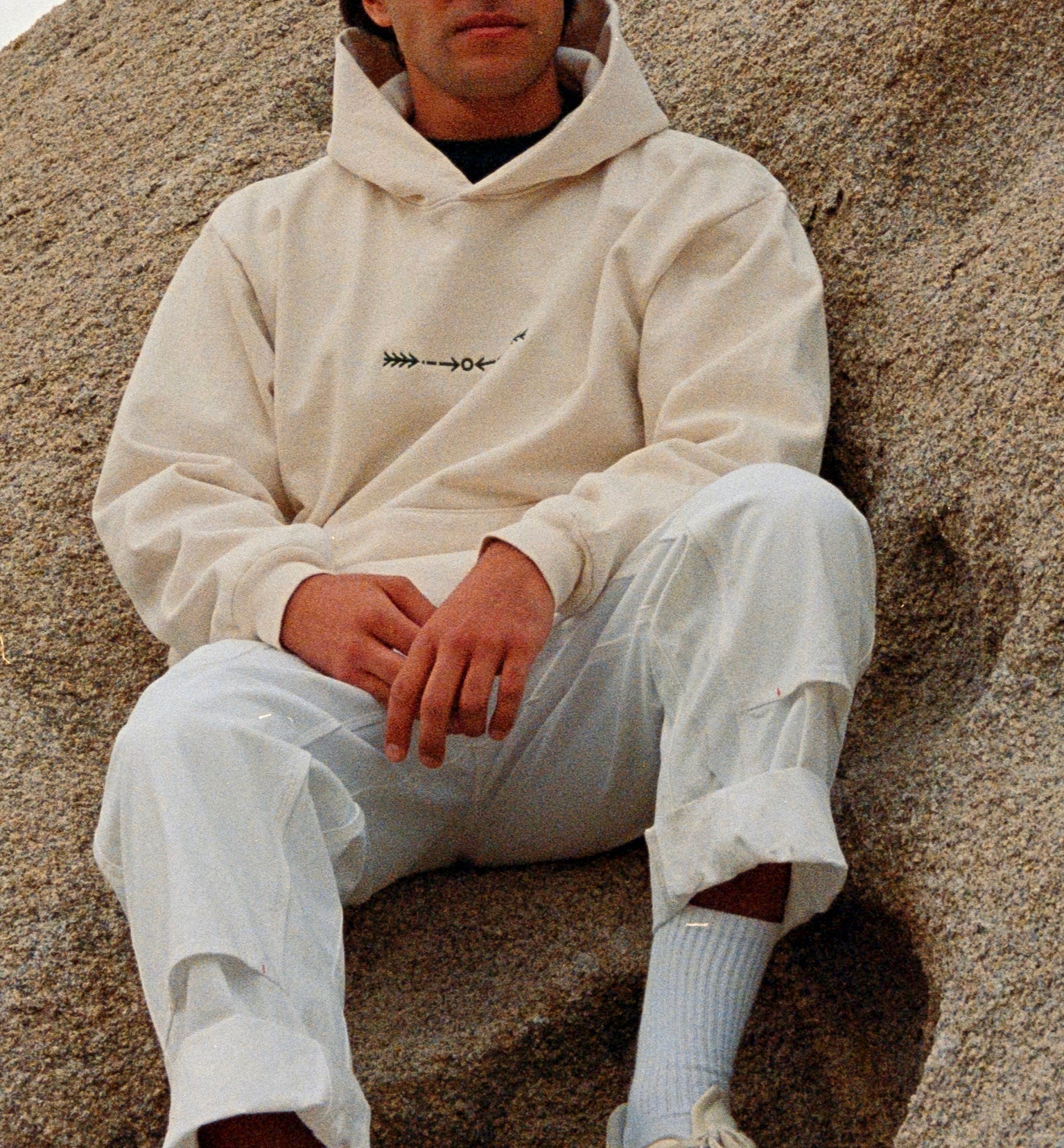 Inward Arrows Western Hoodie Bone