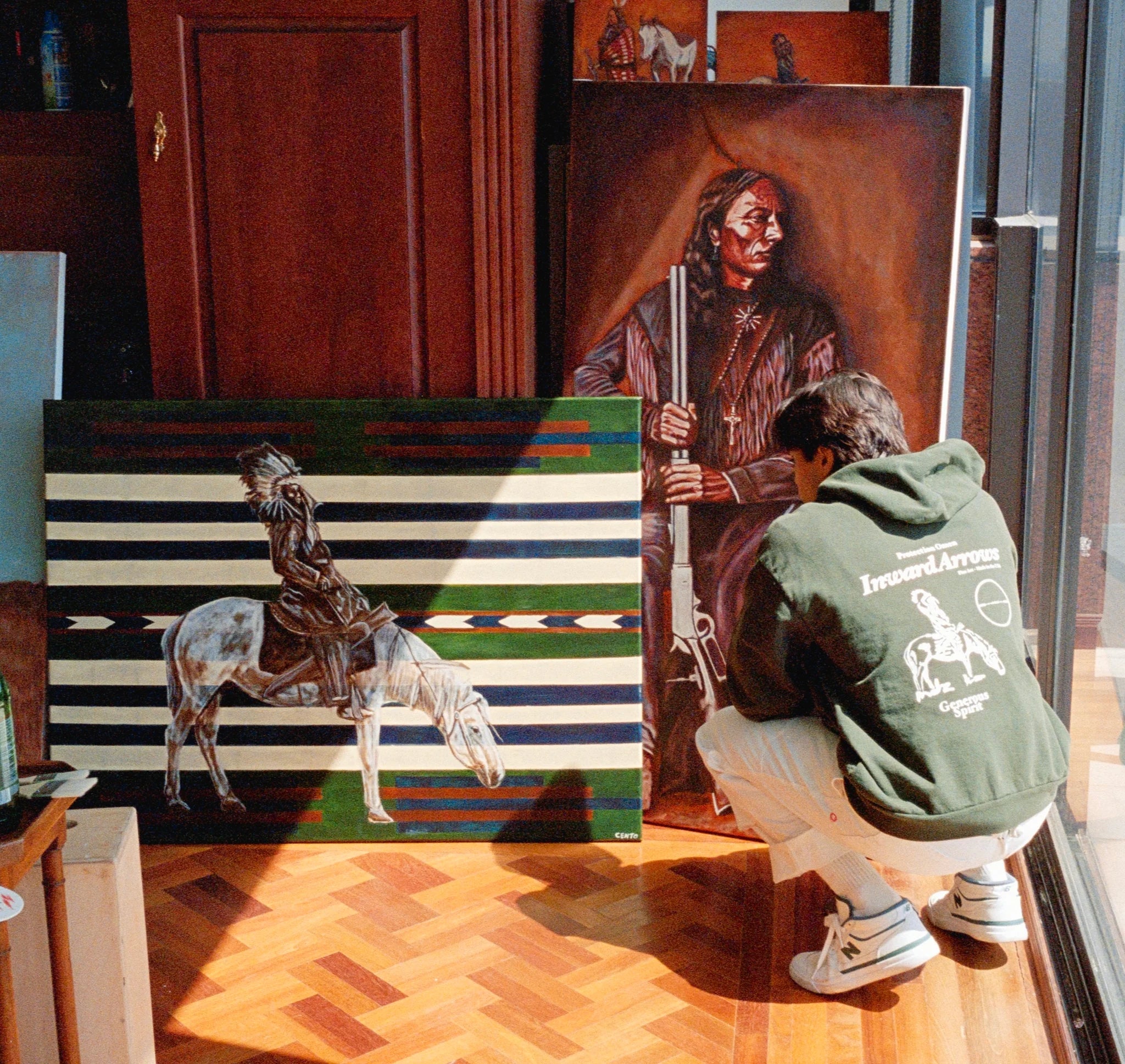 Inward Arrows Western Hoodie Pine