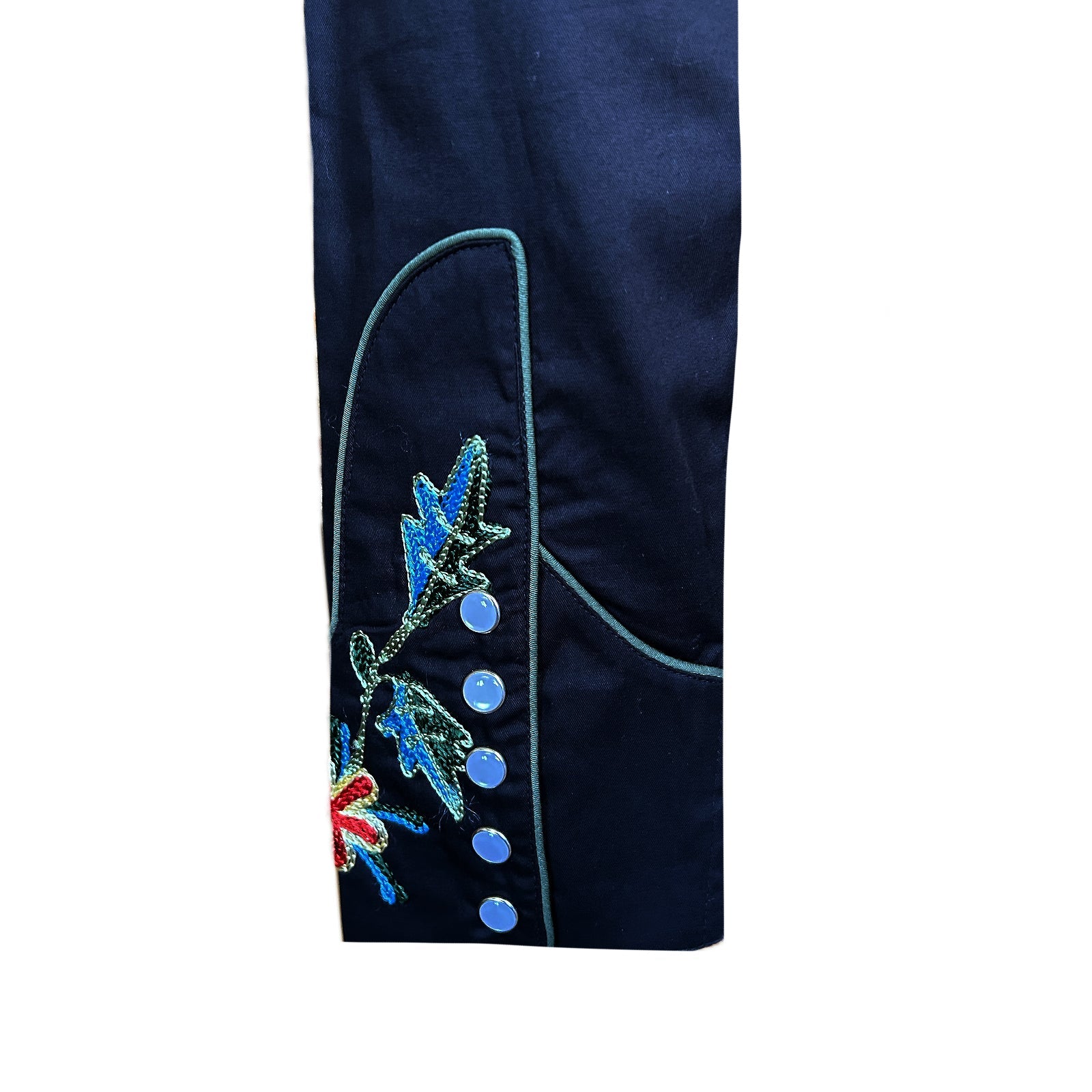 Rockmount Ranch Wear Women's Black Floral Cotton Gabardine Embroidered Western Shirt