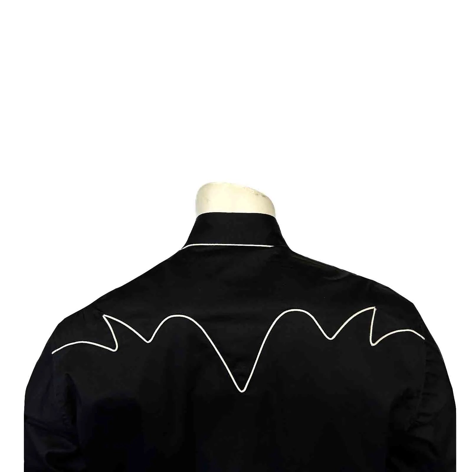 Rockmount Ranch Wear Men's Vintage Solid Black Western Shirt with Piped Lightning Yokes