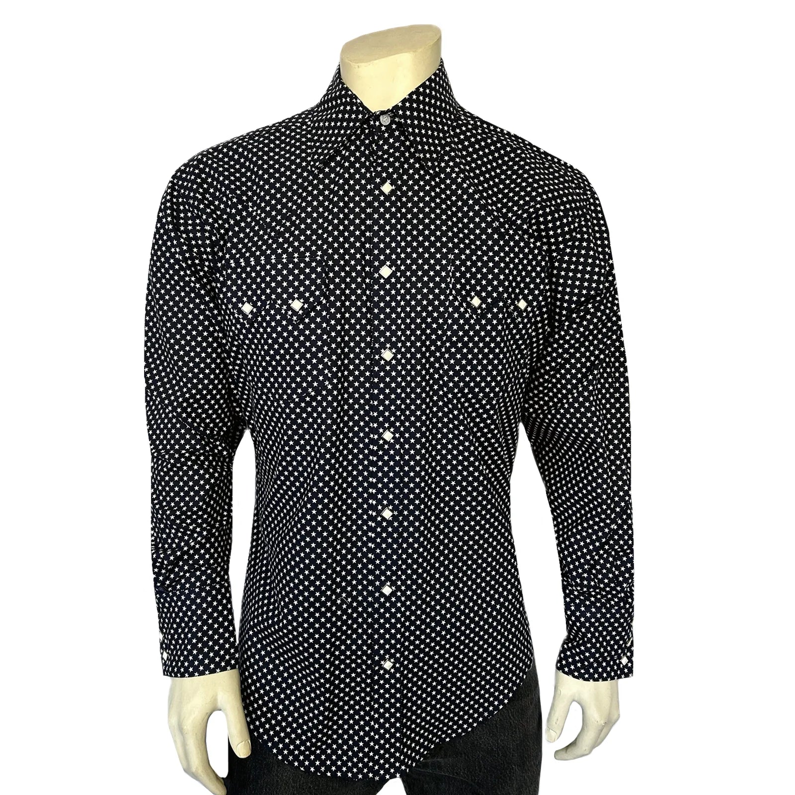 Rockmount Ranch Wear Men's American Stars Print Western Shirt in Navy