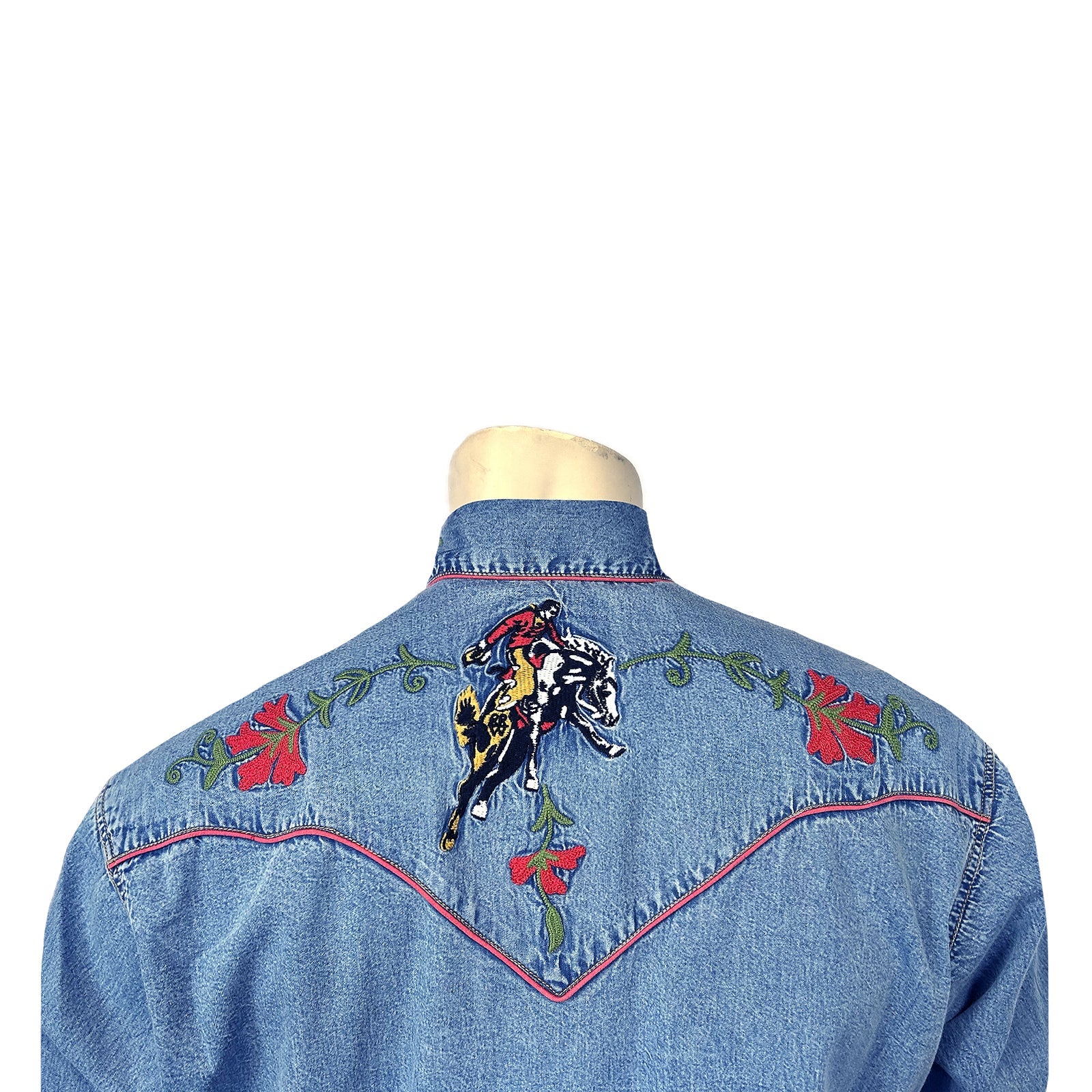 Rockmount Ranch Wear Men's Vintage Denim Bronc Embroidered Western Shirt