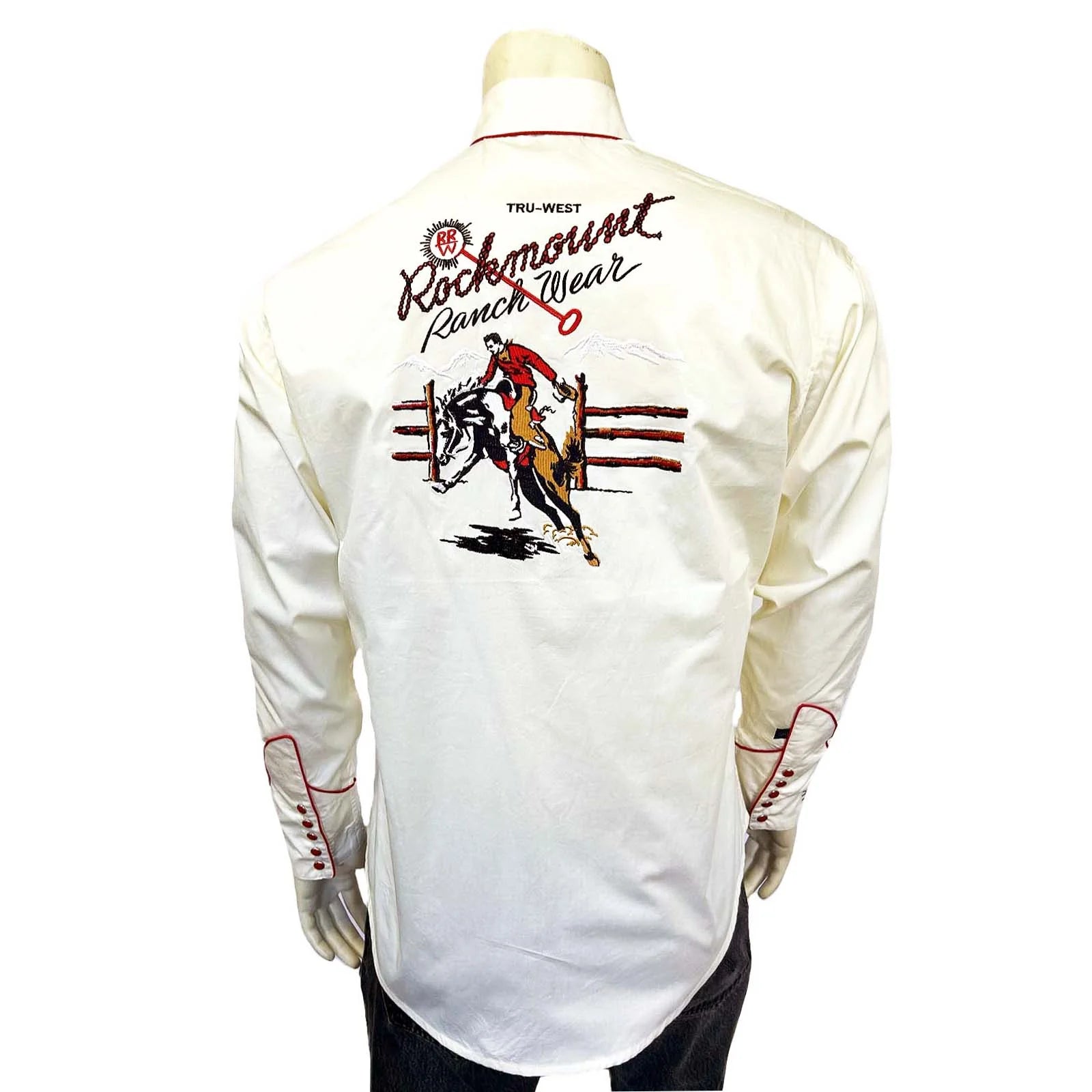 Rockmount Ranch Wear Men’s Rockmount Vintage Ivory Bronc Embroidered Western Shirt
