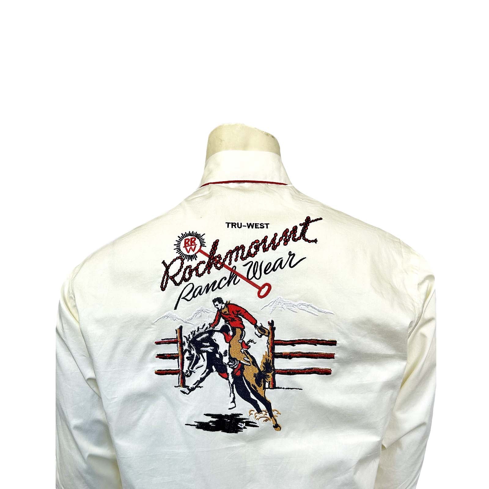 Rockmount Ranch Wear Men’s Rockmount Vintage Ivory Bronc Embroidered Western Shirt