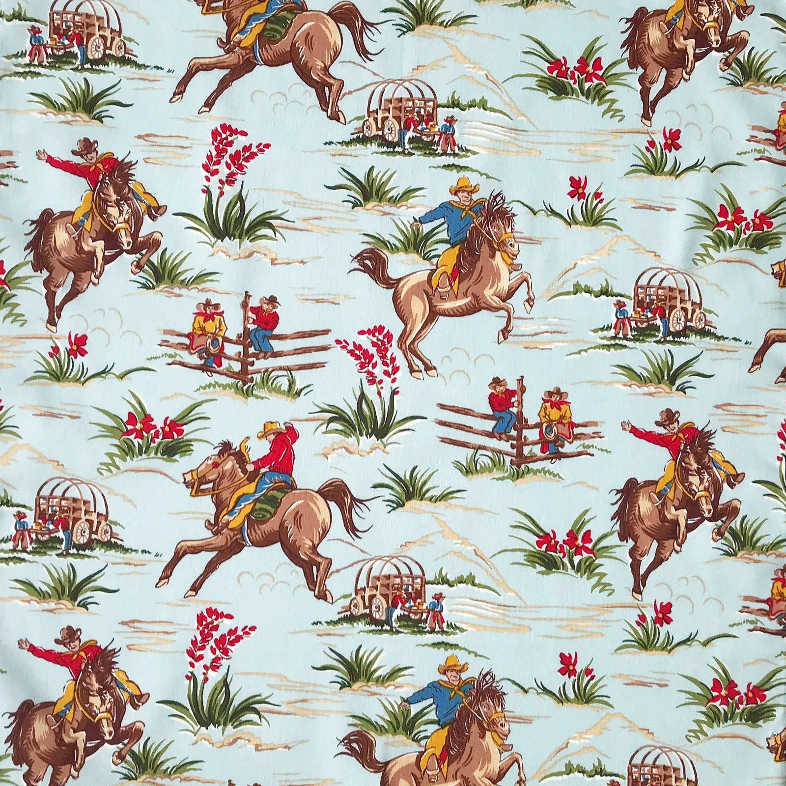 Rockmount Ranch Wear Men’s Vintage Light Blue Print Western Shirt