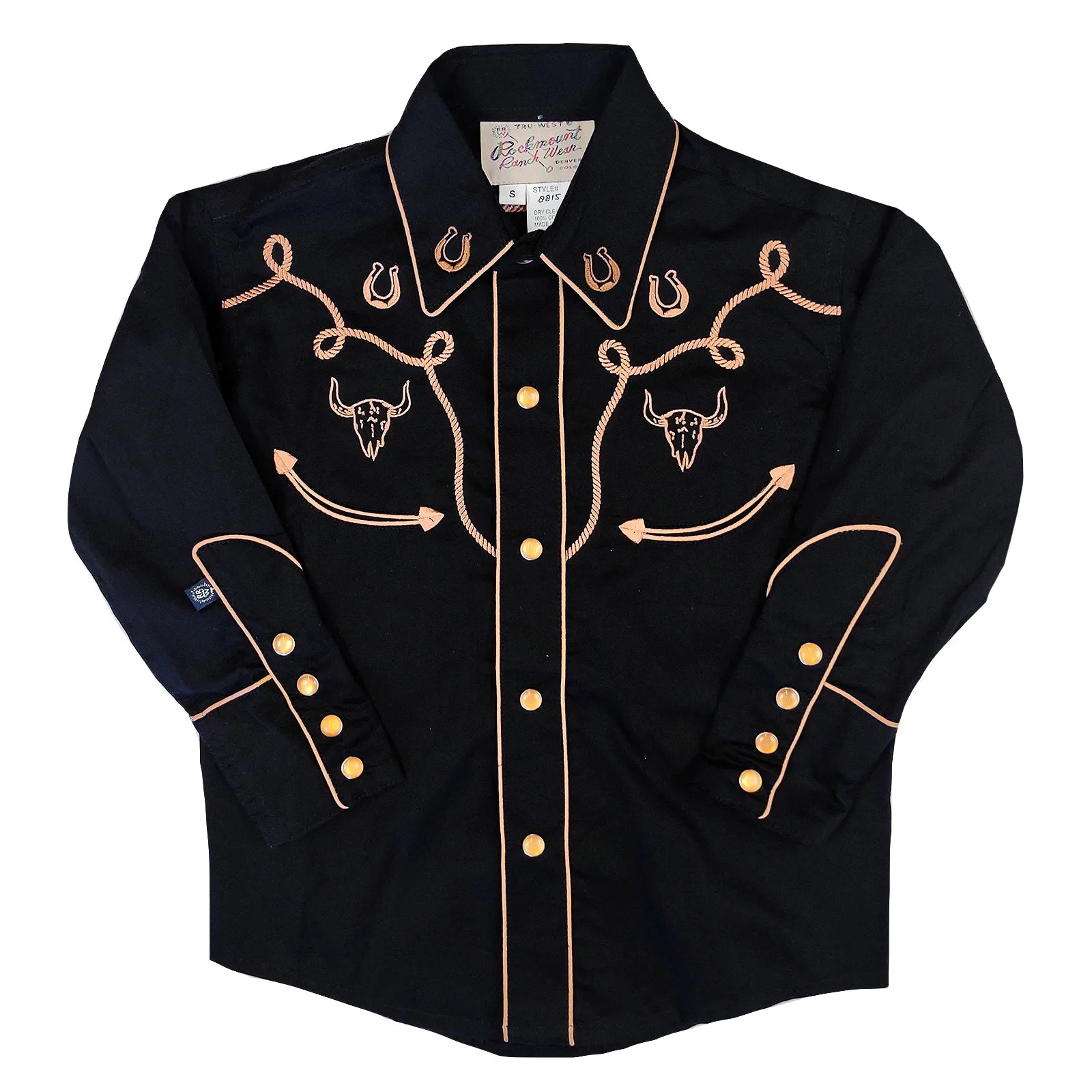 Rockmount Ranch Wear Kid's Black Embroidery & Applique Western Shirt