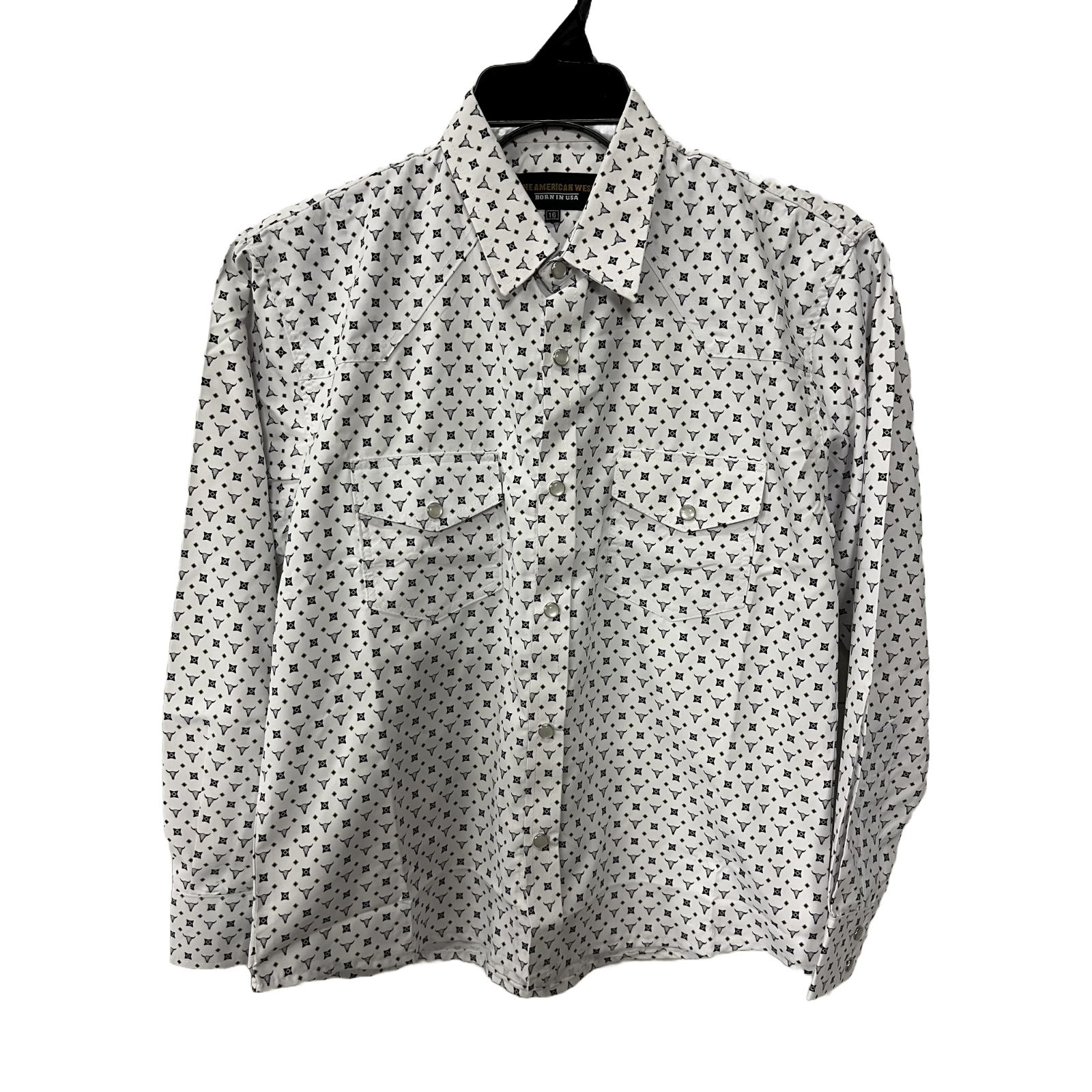 The American West Boy's Longhorn White Snap Button Down Western Shirt