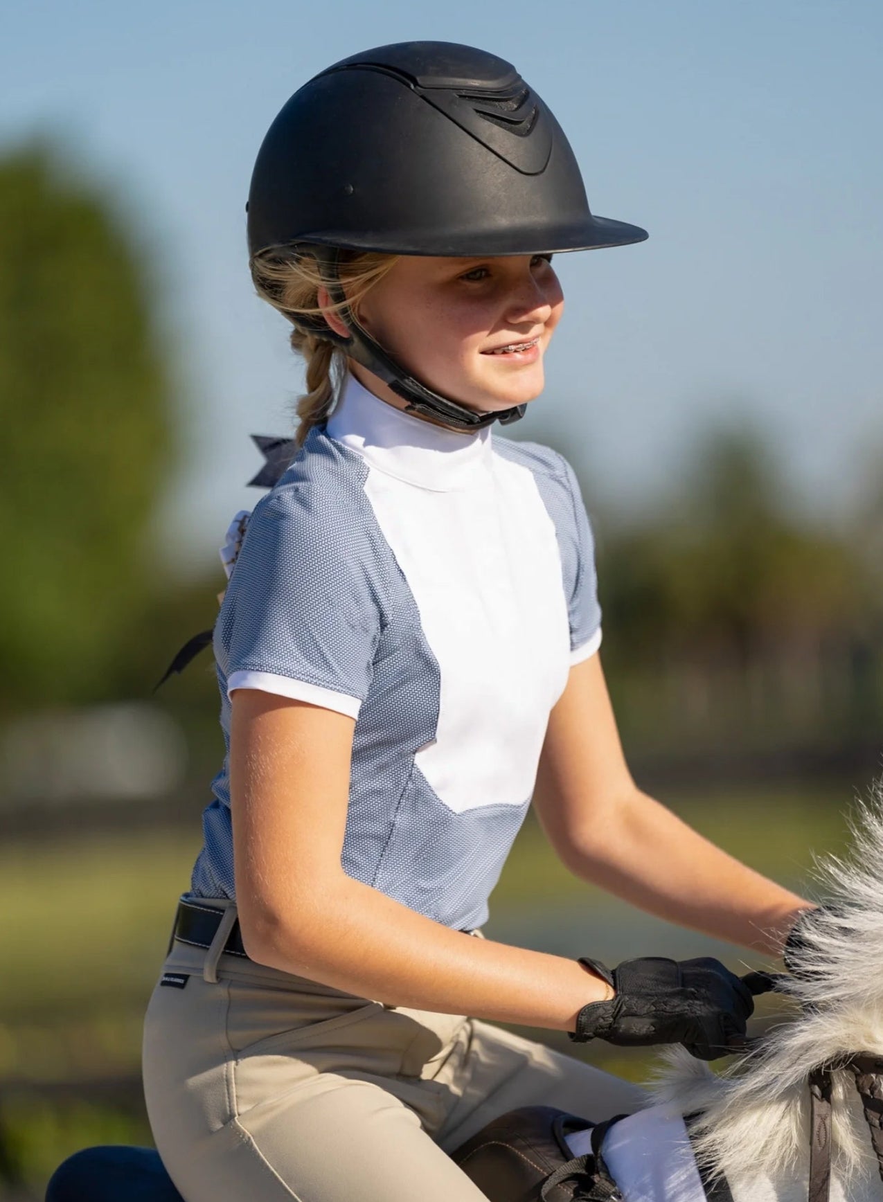 RJ Classics Tessa Jr Show Shirt Blue Petal Dots