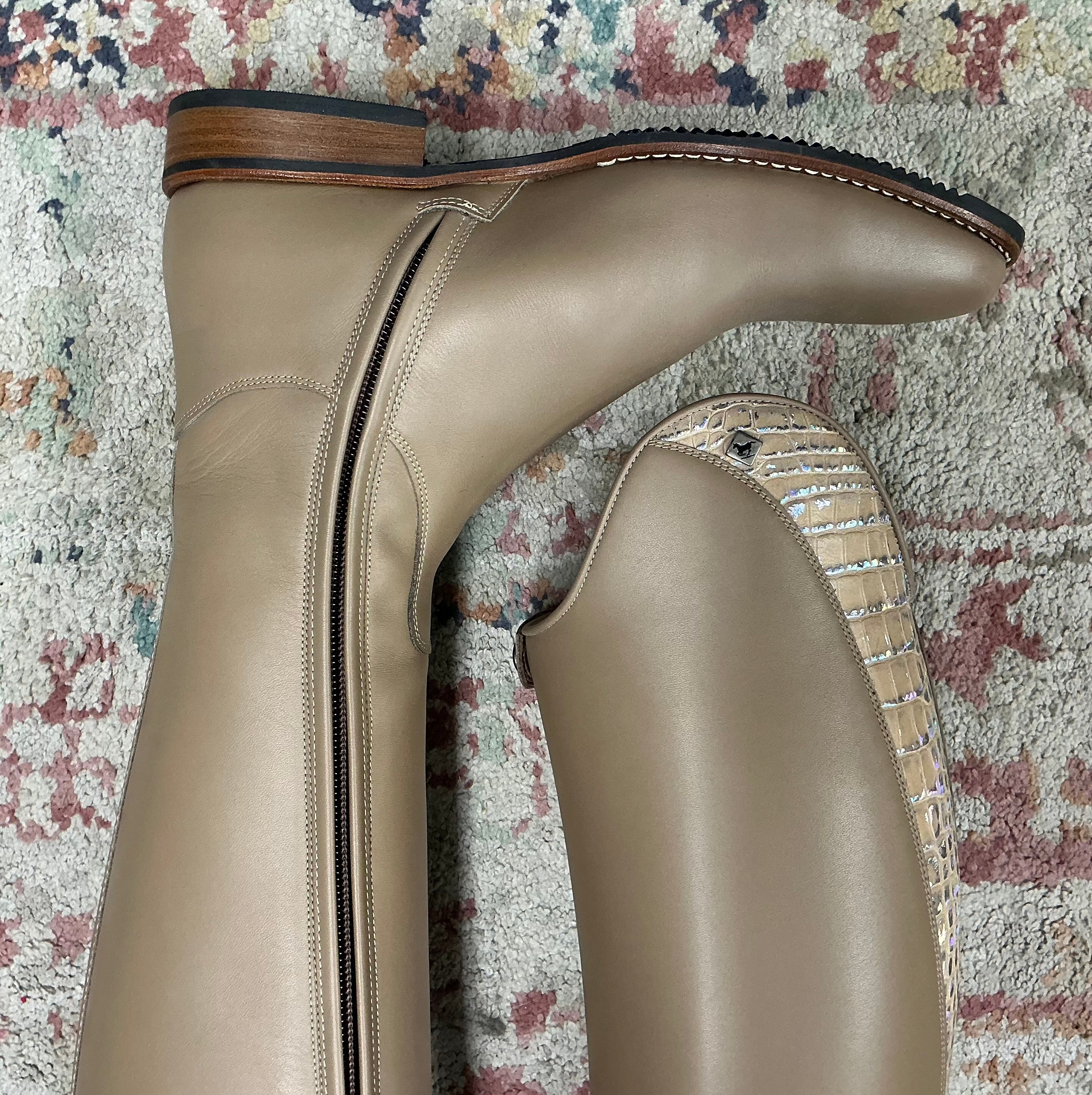 DeNiro Bellini Dressage Boot - Wrat Tortora with Crocodile Detail 40 MA M