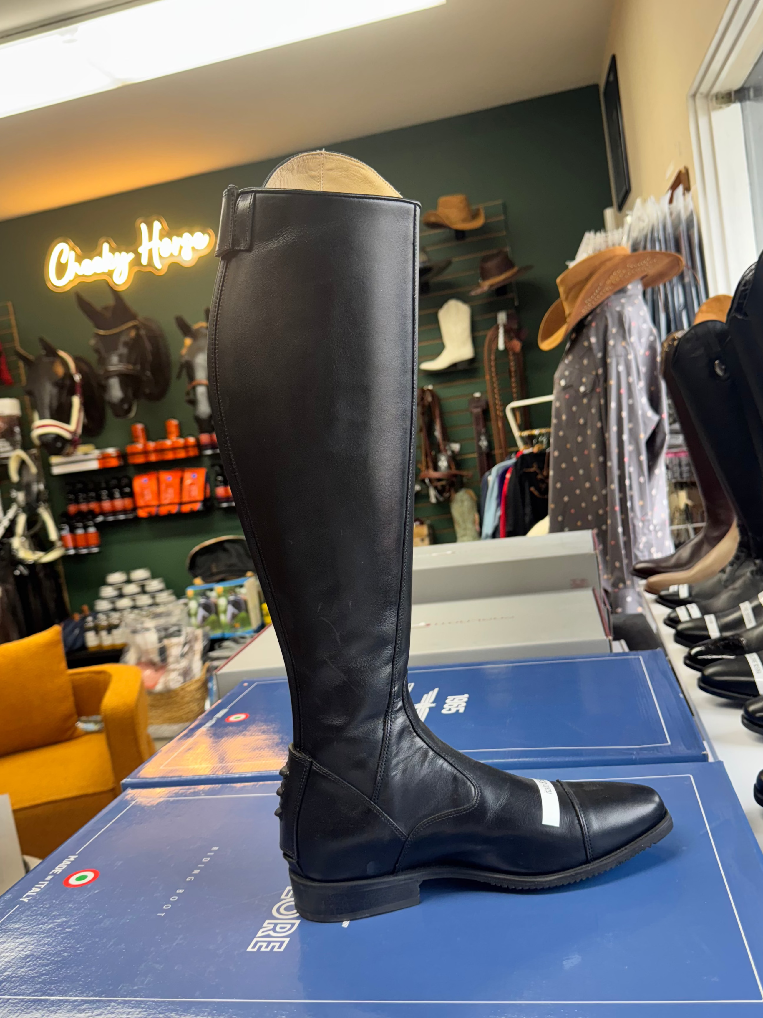 Tricolore 1965 by DeNiro Italo Smooth Black Tall Boot