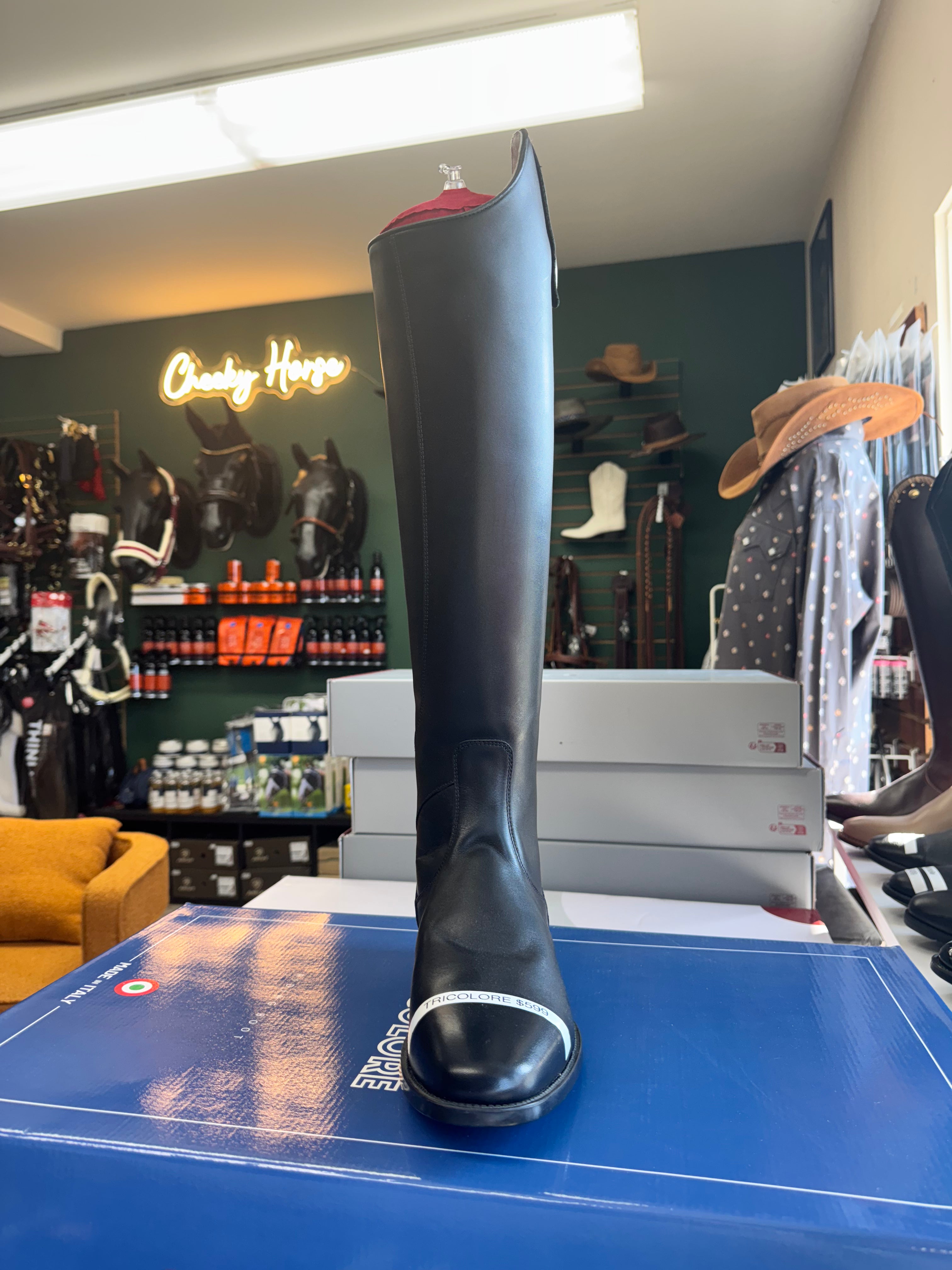 Tricolore 1965 by DeNiro Amabile Smooth Black Tall Boot