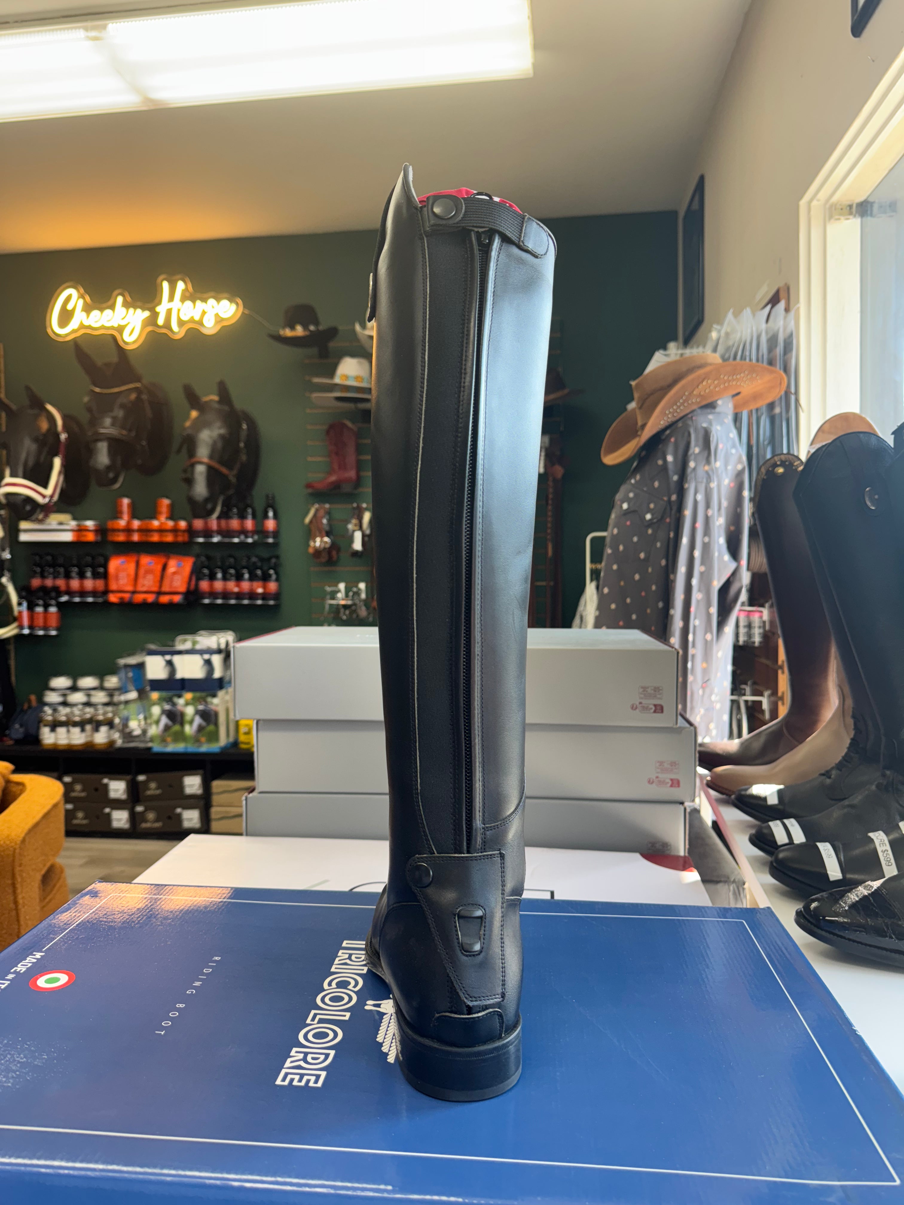 Tricolore 1965 by DeNiro Amabile Smooth Black Tall Boot
