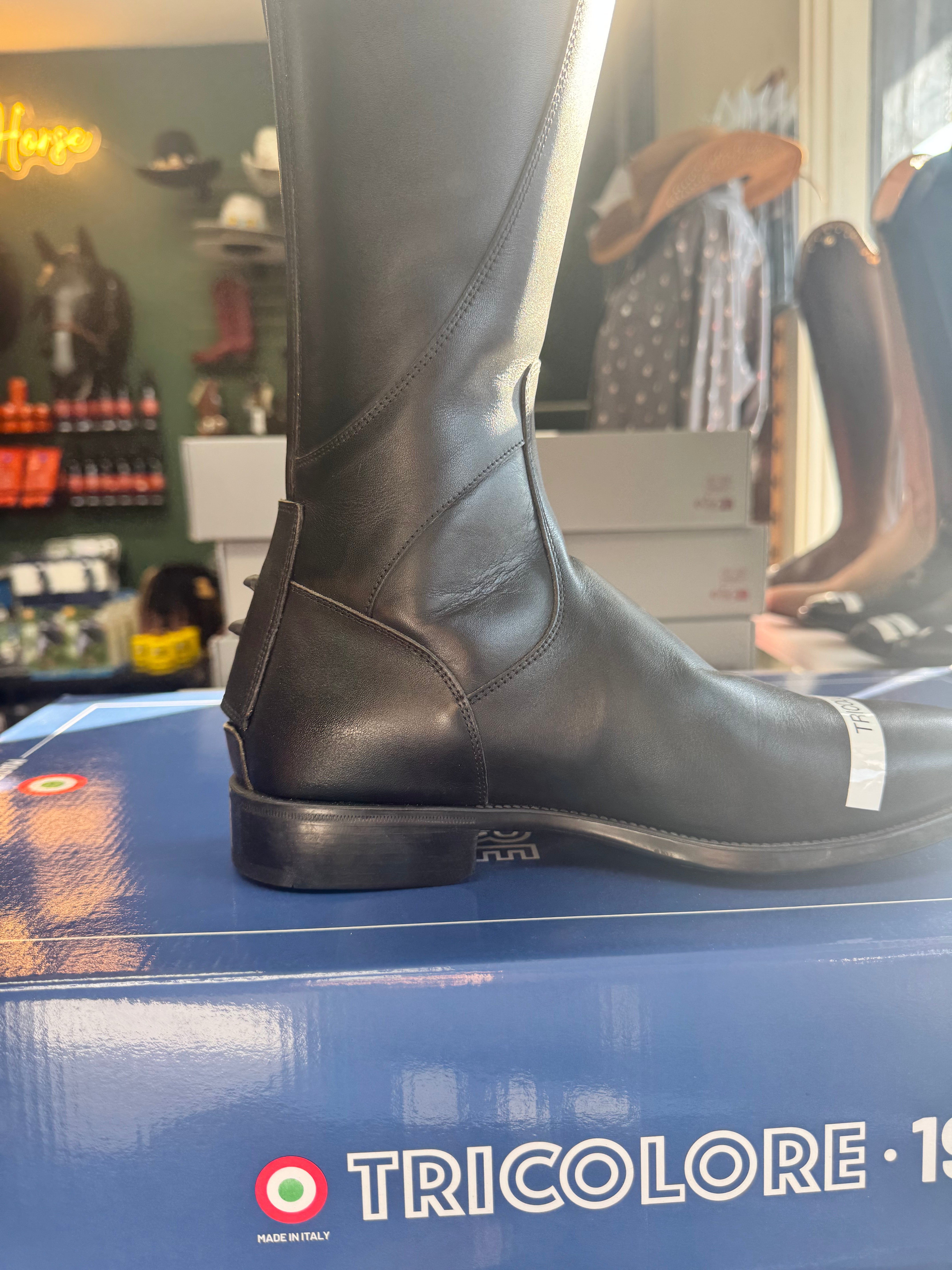 Tricolore 1965 by DeNiro Amabile Smooth Black Tall Boot