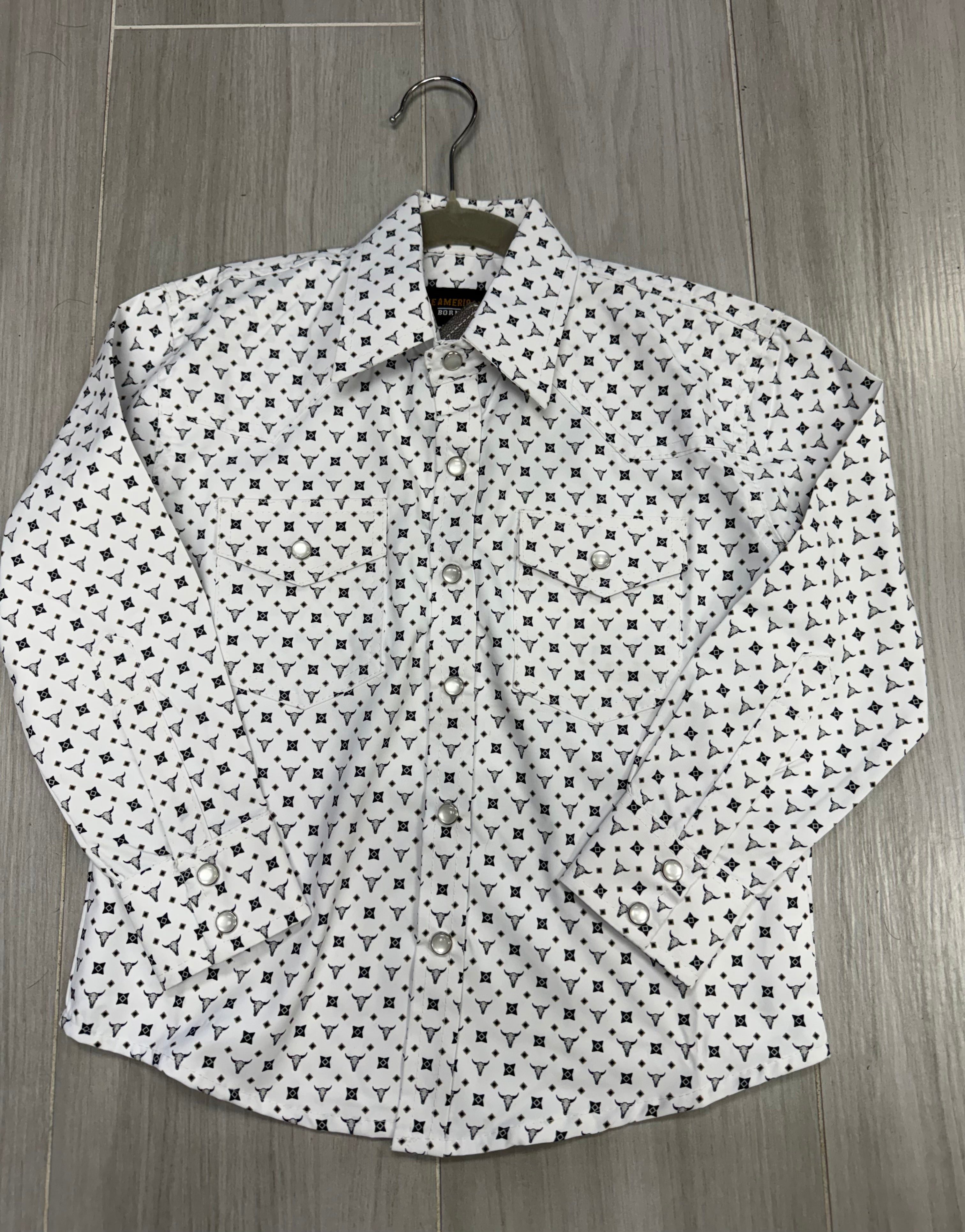 The American West Kids Printed Shirt White Skull