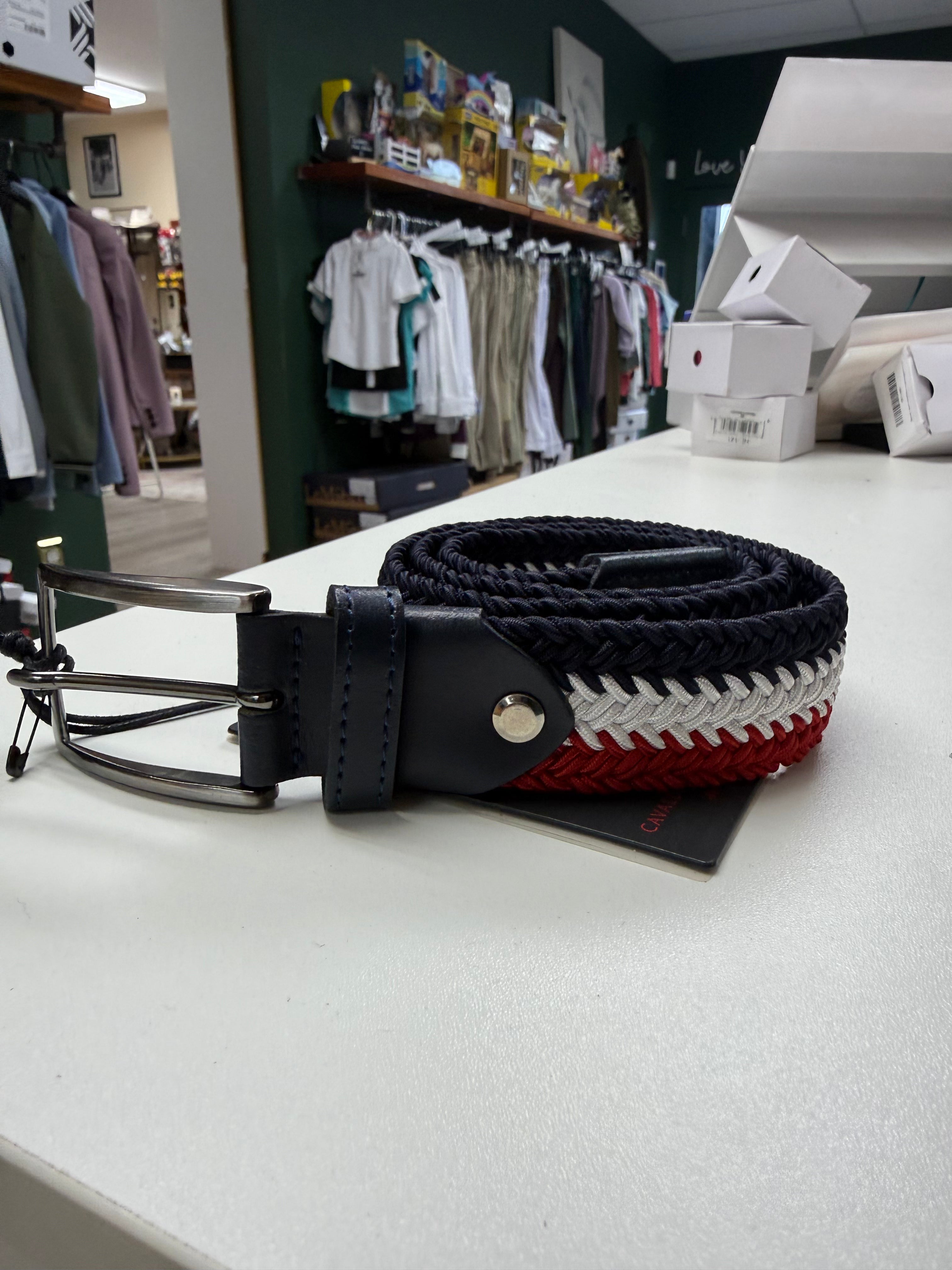 CT Womens 3 Color Elastic Belt Red/White/Navy M