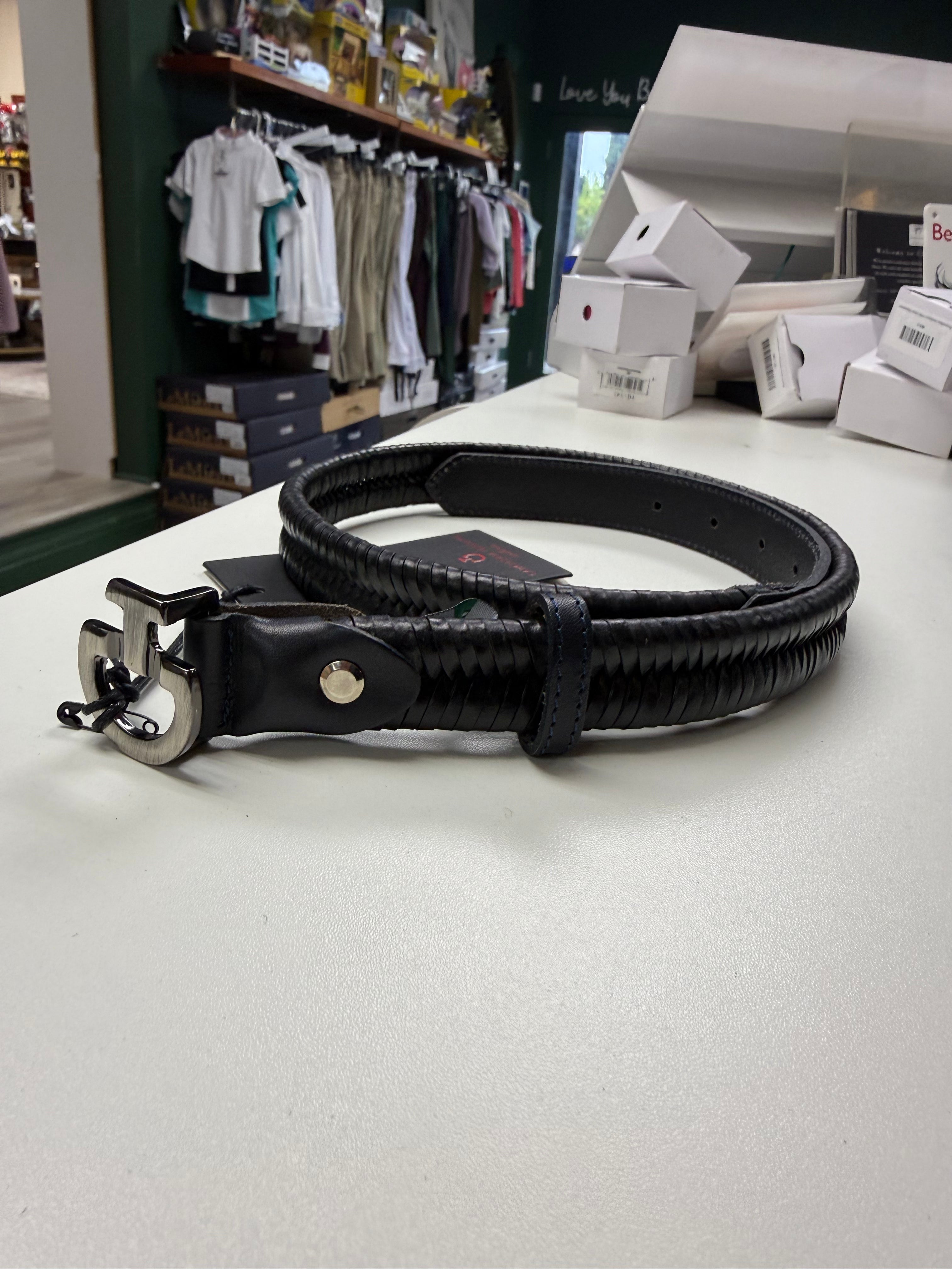 CT Womens Leather Belt Navy/Black M