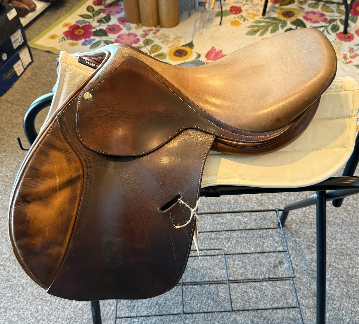 Used Butet Close Contact Jumping Saddle - 16.5", Model P15, Brown Leather