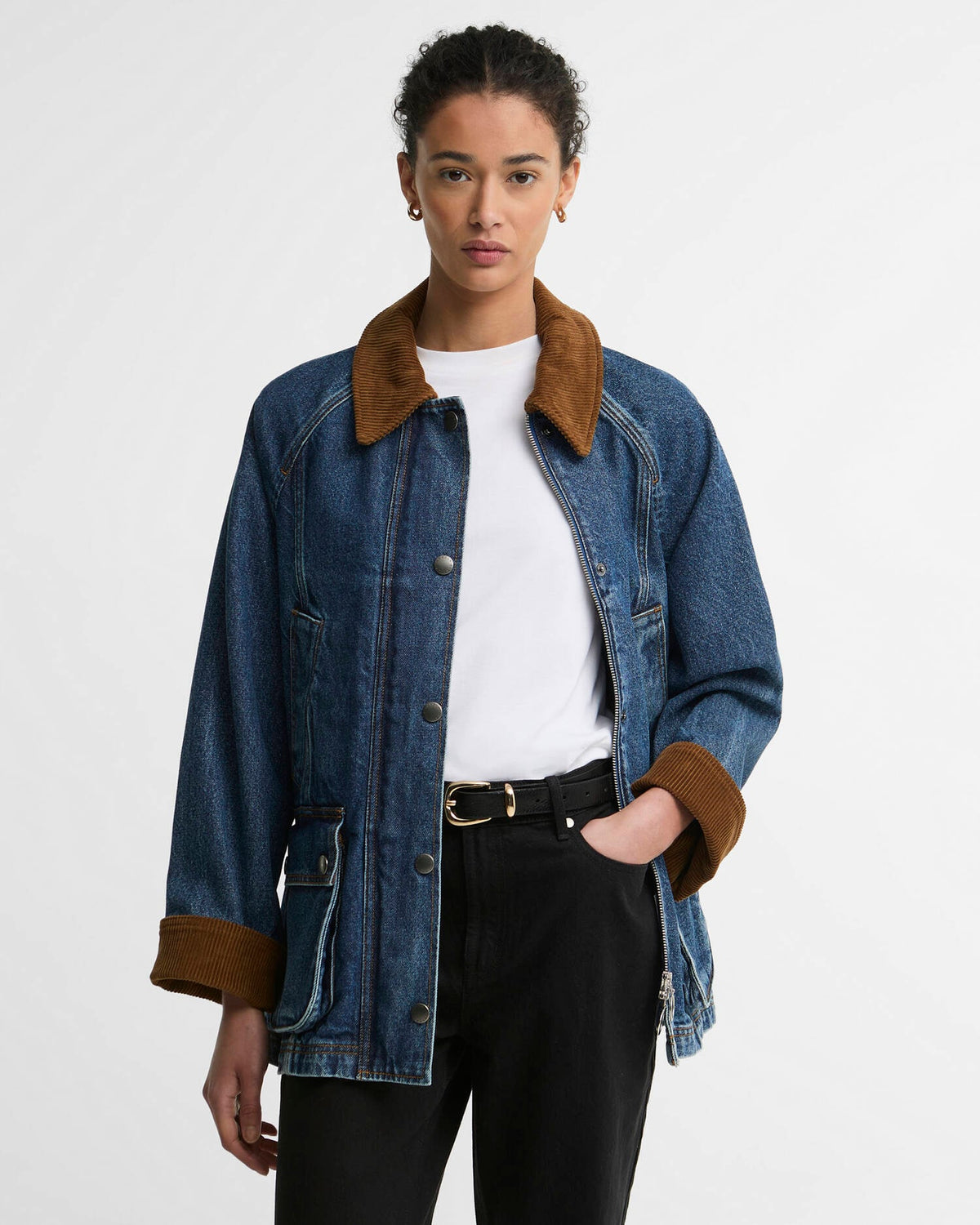 Barbour Denim Modern Beadnell Casual Jacket - mid blue denim/classic