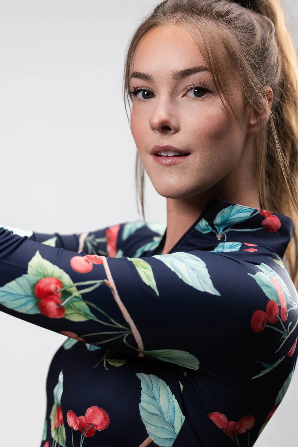 Kastel Navy Cherries Long Sleeve 1/4 Zip Sun Shirt