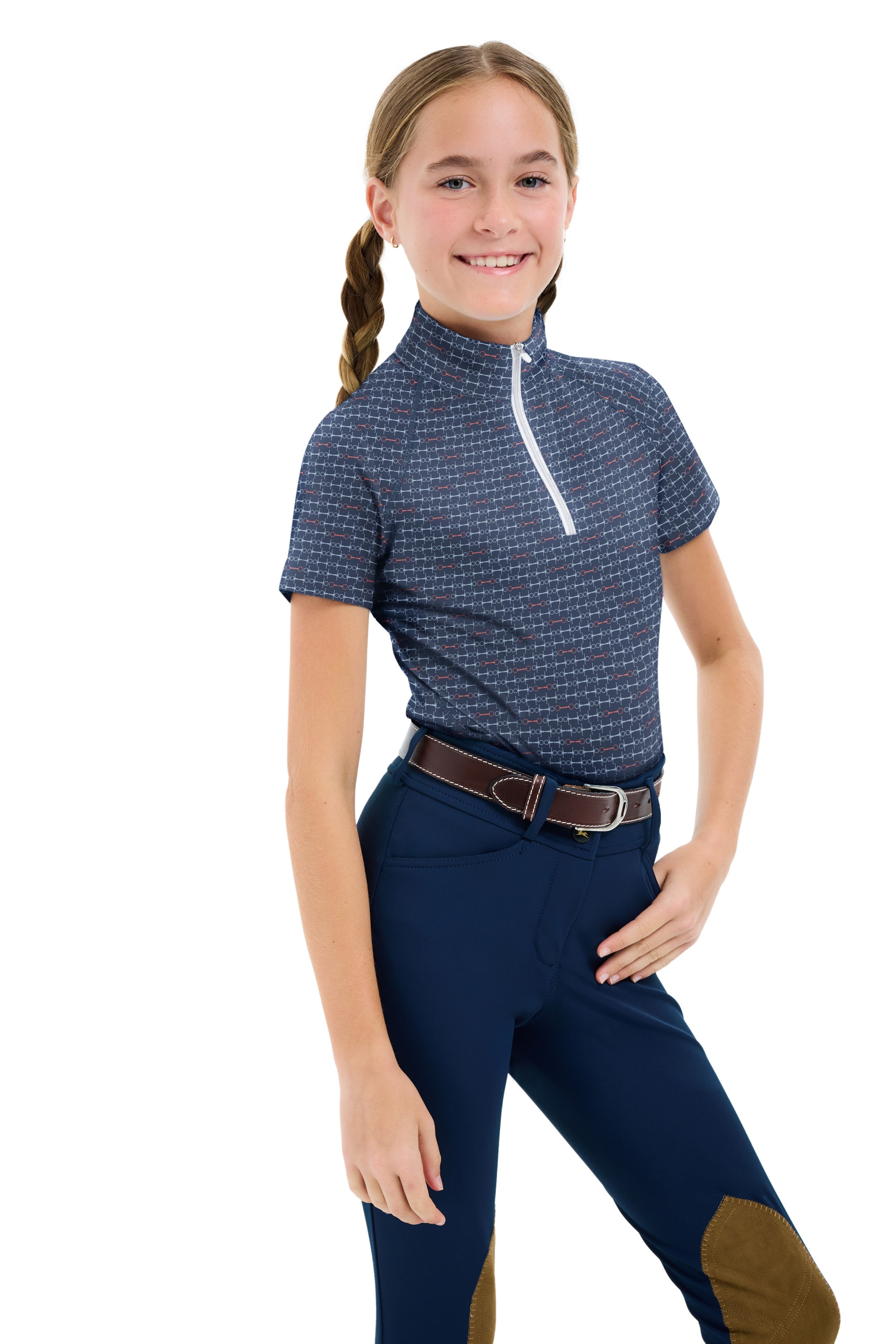 RJ Classics Lucy Jr. Short Sleeve 1/4 Zip Shirt - Summer Snaffle