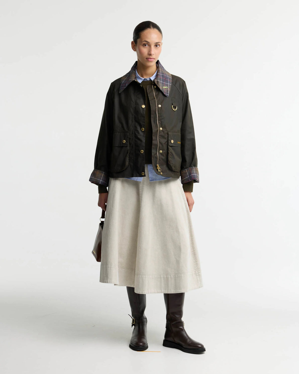 Barbour Icons Tartan Collar Spey Wax Jacket - olive/classic