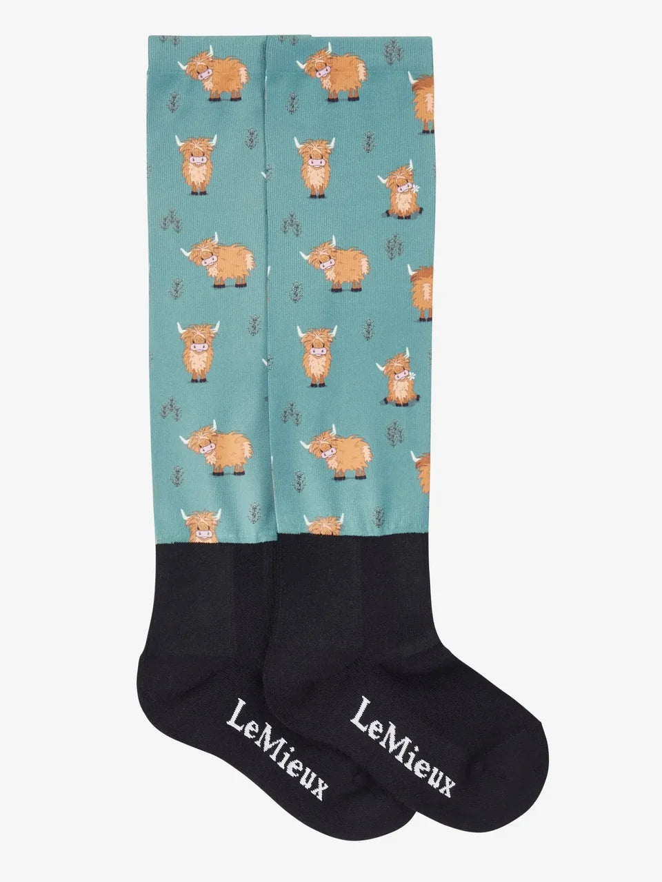 LeMieux Footsie Socks - Highland Cow/Aloe