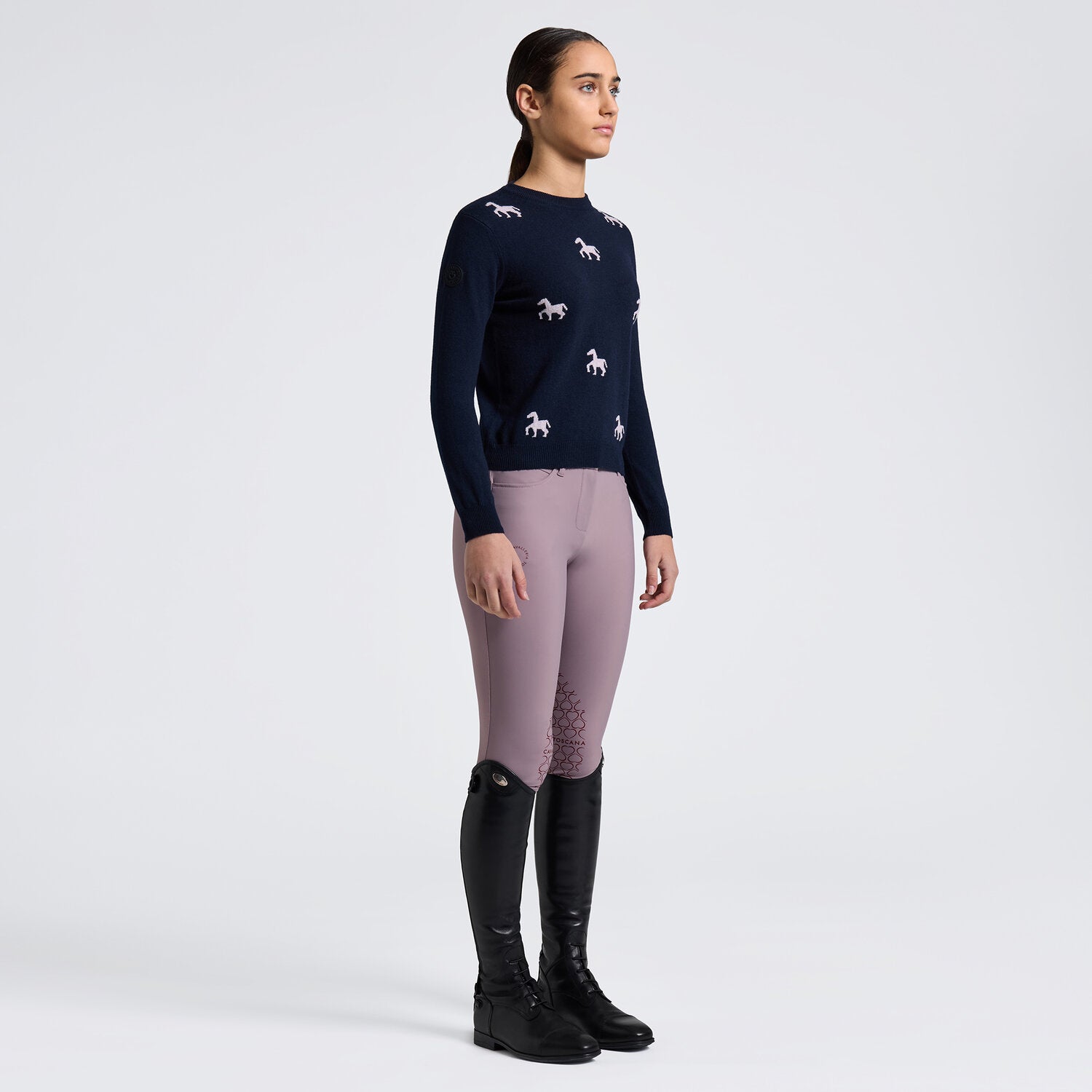 Cavalleria Toscana Jacquard Mini Horses Cashmere Blend Crew Sweater
