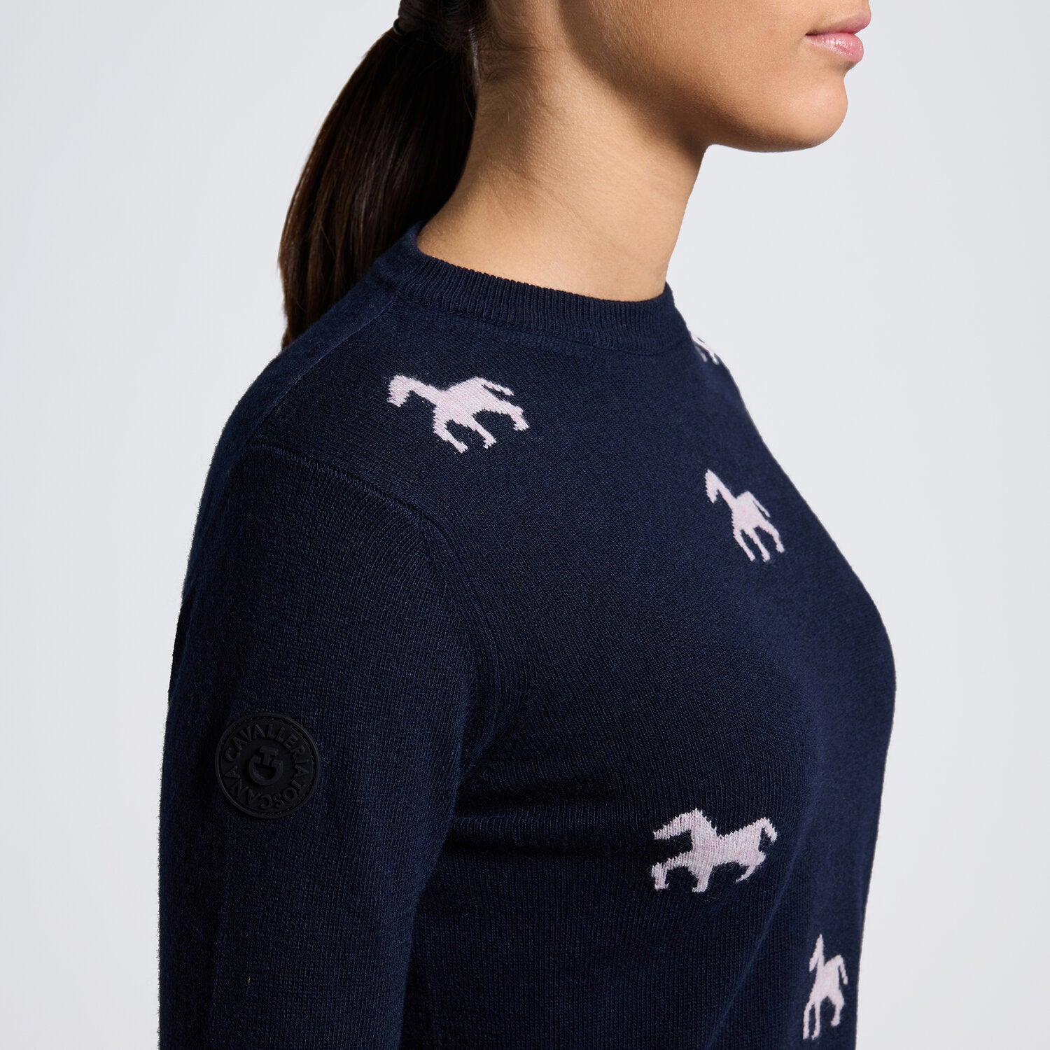 Cavalleria Toscana Jacquard Mini Horses Cashmere Blend Crew Sweater