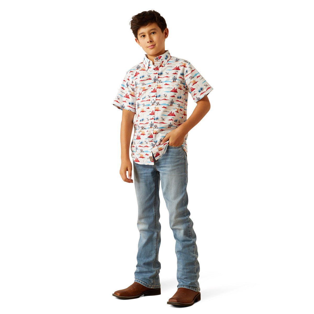 Ariat Boys Scout Short Sleeve Shirt White